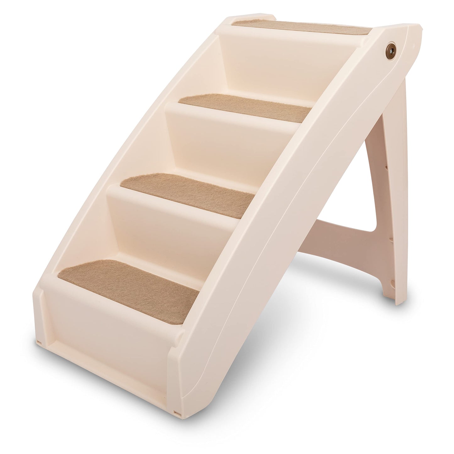 PetSafe CozyUp Folding Dog Stairs - Pet Stairs for Indoor/Outdoor at Home or Travel - Dog Steps for High Beds - Pet Steps with Siderails, Non-Slip Pads - Durable, Support up to 150 lbs - Large, Tan