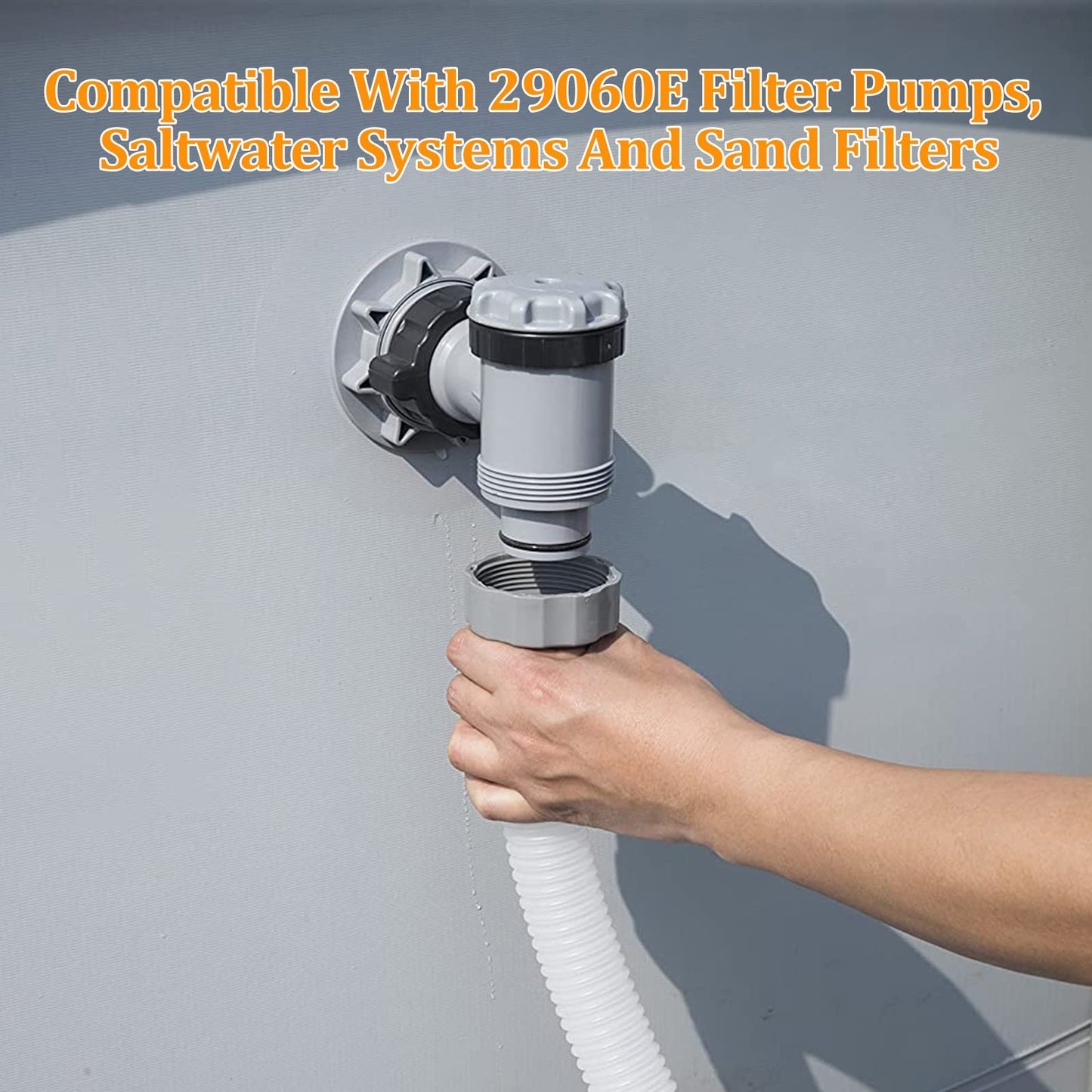 Swimming Pool Pump Replacement Hose, [Set of 2] 1 1/2 Diameter 59" Long Pool Filter Pump Replacement Hoses Kit with Cap Nut, Compatible with Filter Pump and Saltwater Systems