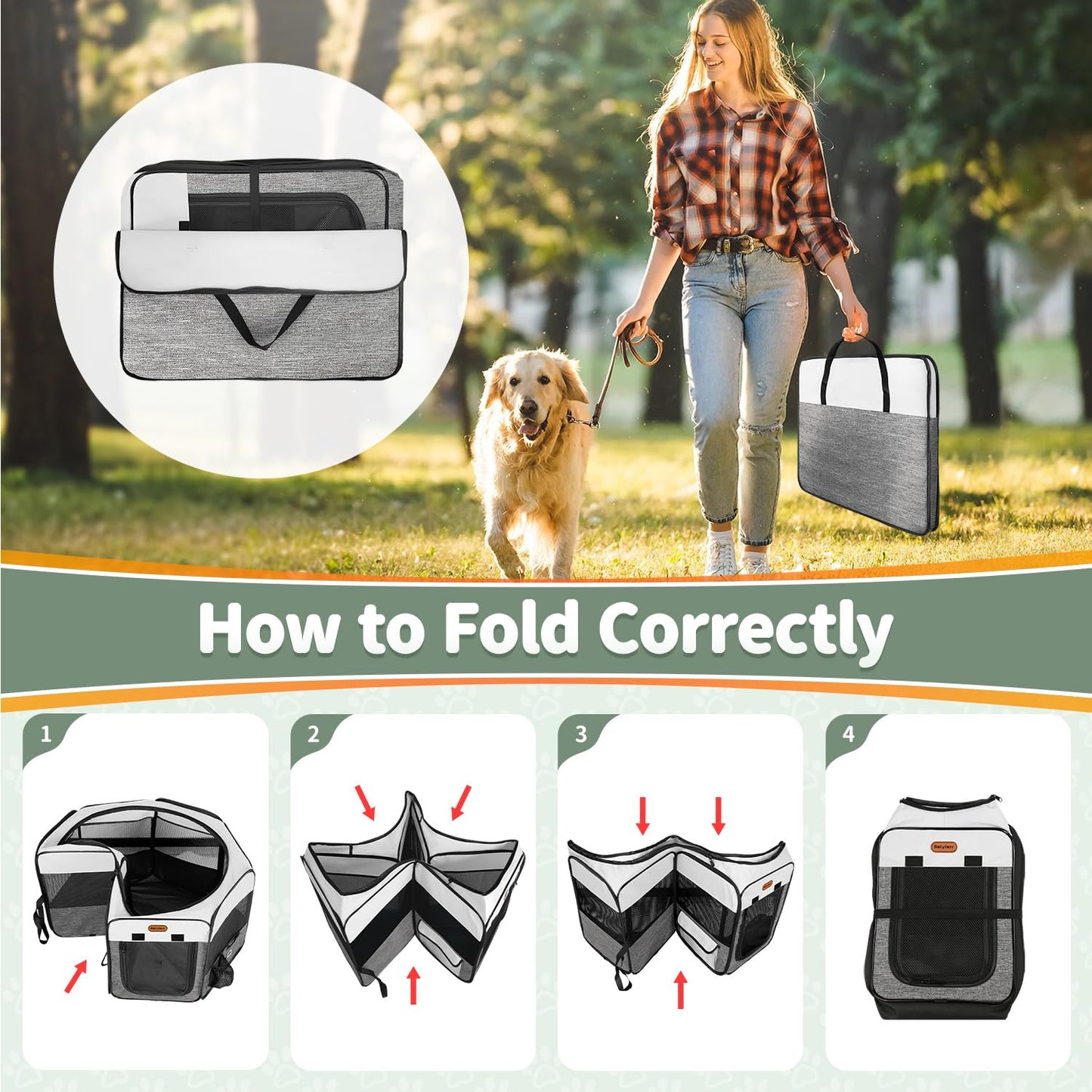 Seiyierr Dog Playpen, Portable Puppy Playpen, Pet Playpen, Dog Playpen for Small Dogs Cats Indoor Outdoor, Dog Play Pen with Carring Case, Removable Shade Cover