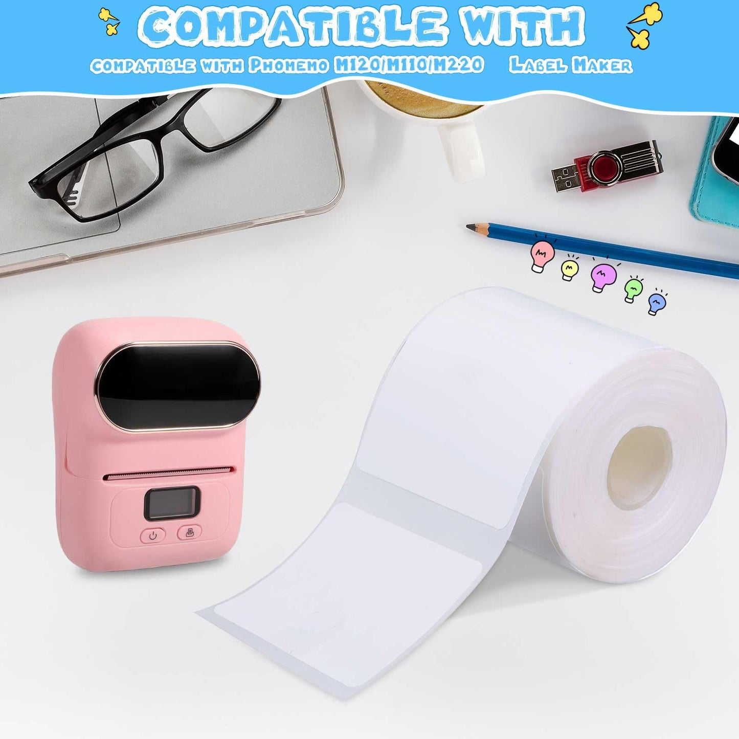 Ctosree 24 Rollers Compatible with Phomemo/D30 Label Maker Blank Adhesive Thermal Paper Compatible with Phomemo Label Printer Paper Sticker Tape for Name Price (1.57 x 1.18 Inch)