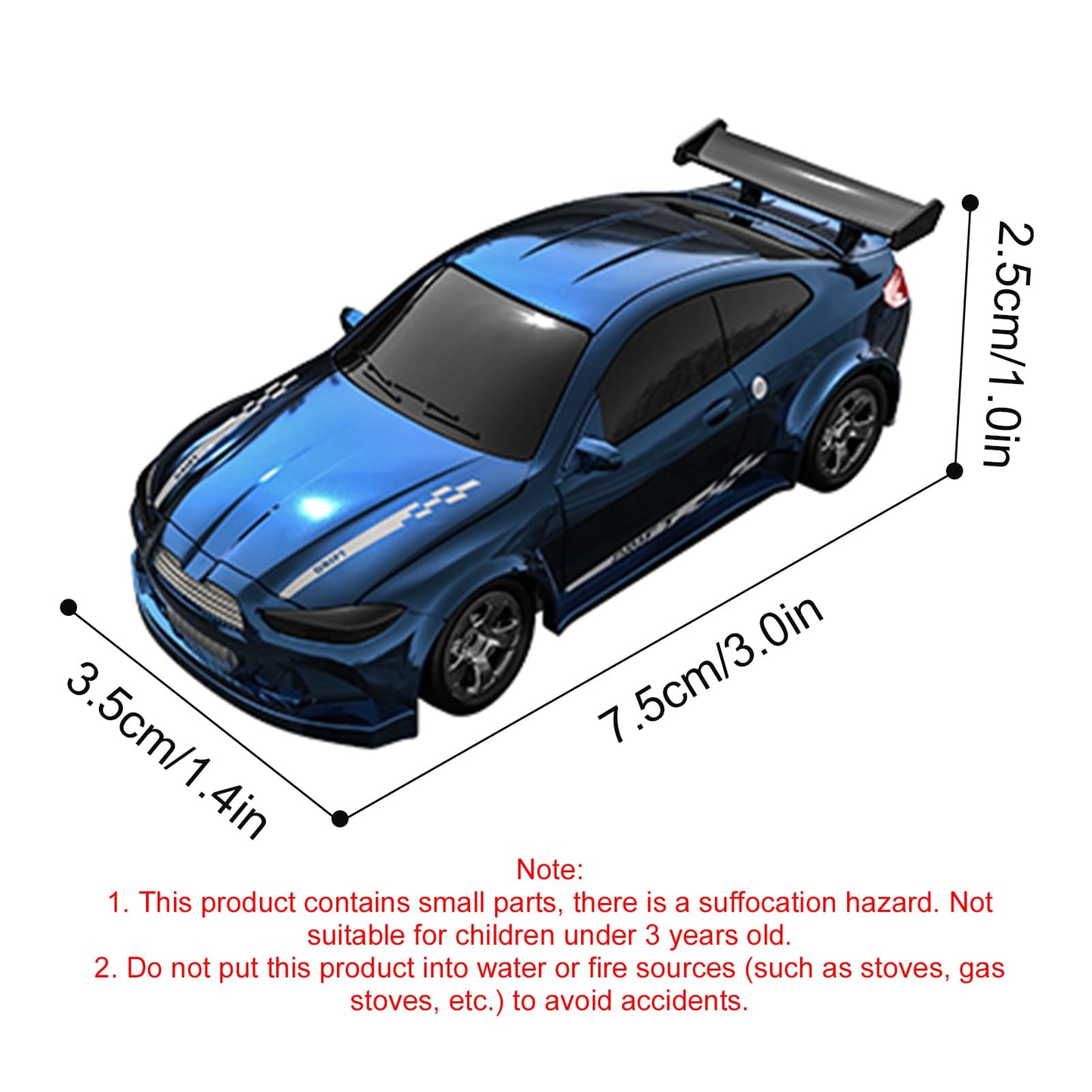 Hylukon 1:64 Scale Mini RC Drift Car, 2.4GHz 4WD Desktop RC Drift Car, Handheld Racing Mini Vehicle with LED Lights, Speed Switching Racing Sport Toy for Adults Teens (Blue)