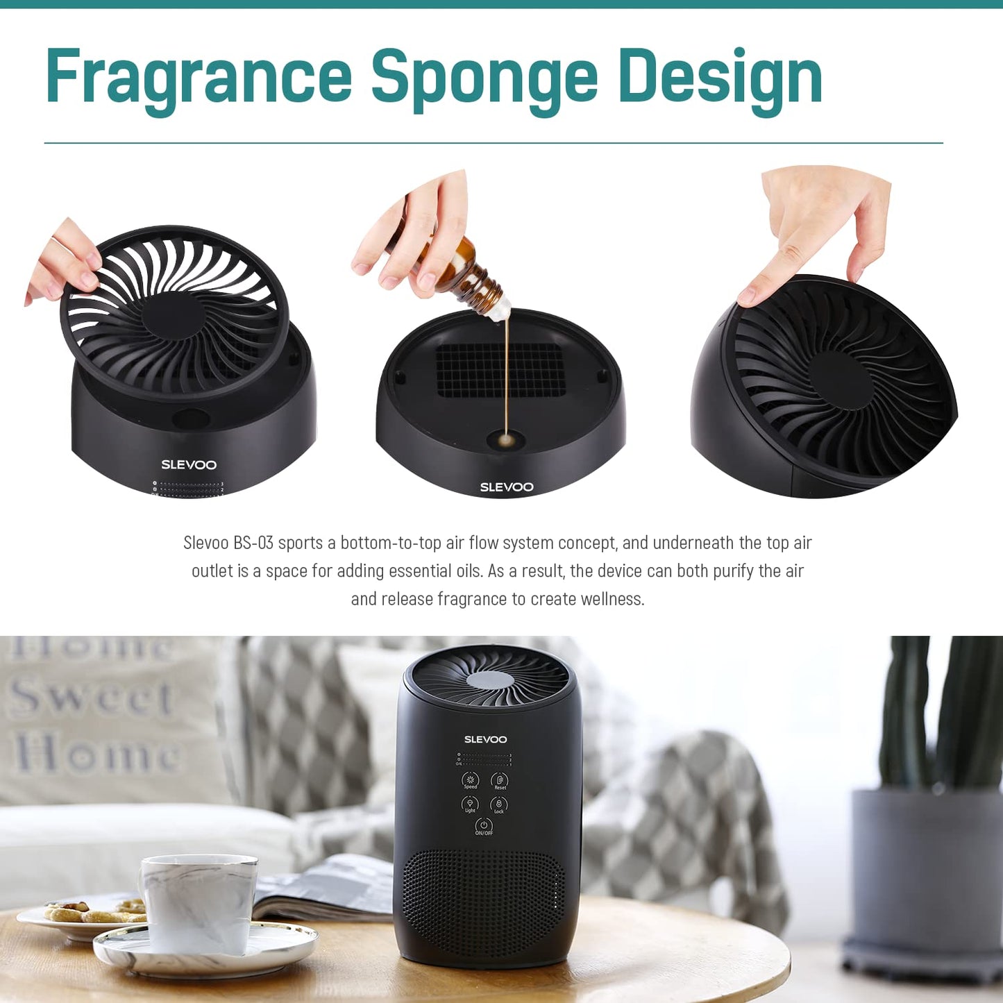 Air Purifiers for Home Pets Smokers in Bedroom, H13 True HEPA Filter Air Cleaner with Fragrance Sponge, Lock Set, 100% Ozone Free, Effectively Clean 99.97% of Airborne Particles, Smoke, Pet Dander