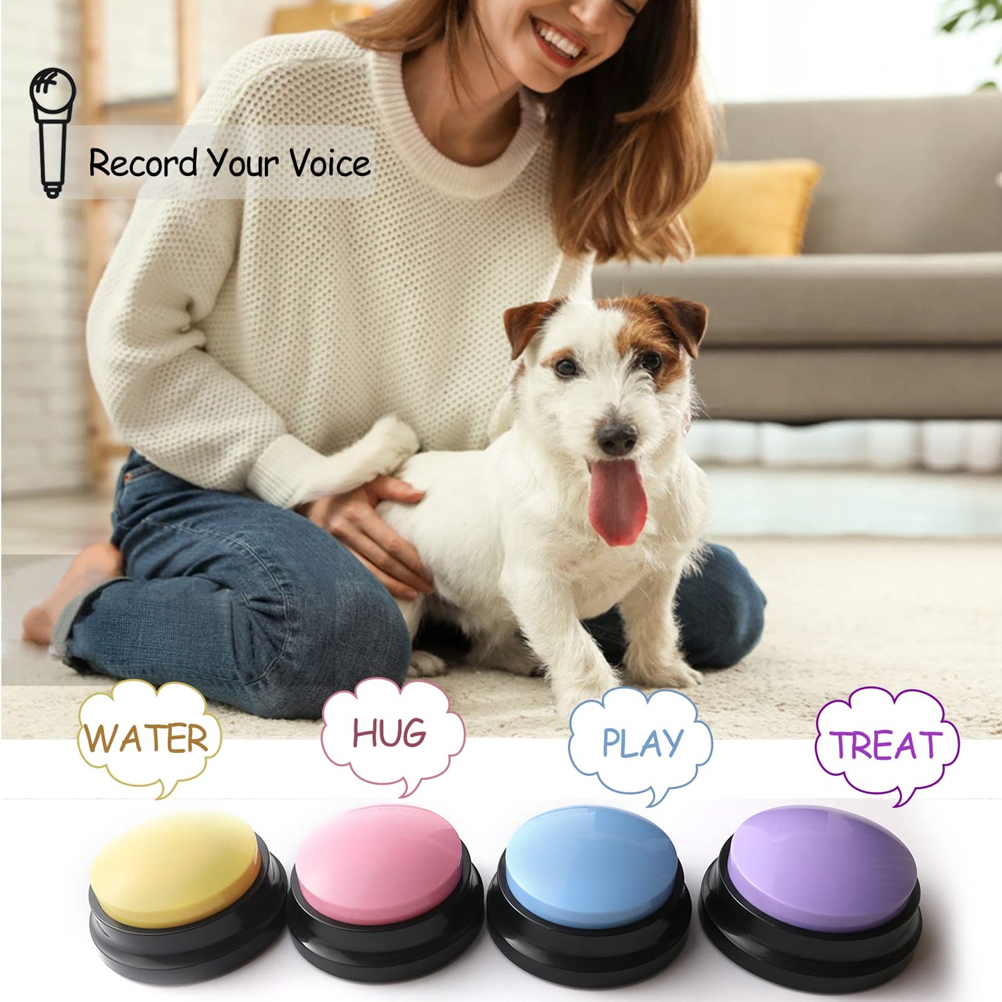 Voice Recording Button, Dog Buttons Training Words Dog Buttons for Communication Pet Training Buzzer, 30 Second Record & Playback, Funny Gift for Study Office Home 8 Pack