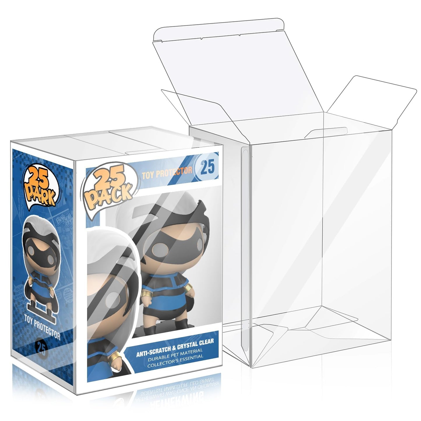 Funko Pop Protector Case 0.38mm Thick Stackable Display Case 4 Inch Pop Vinyl Protector - with Locking Tab Crystal Clear Heavy Duty Hard Plastic Dust Proof (Clear, 25-Pack)