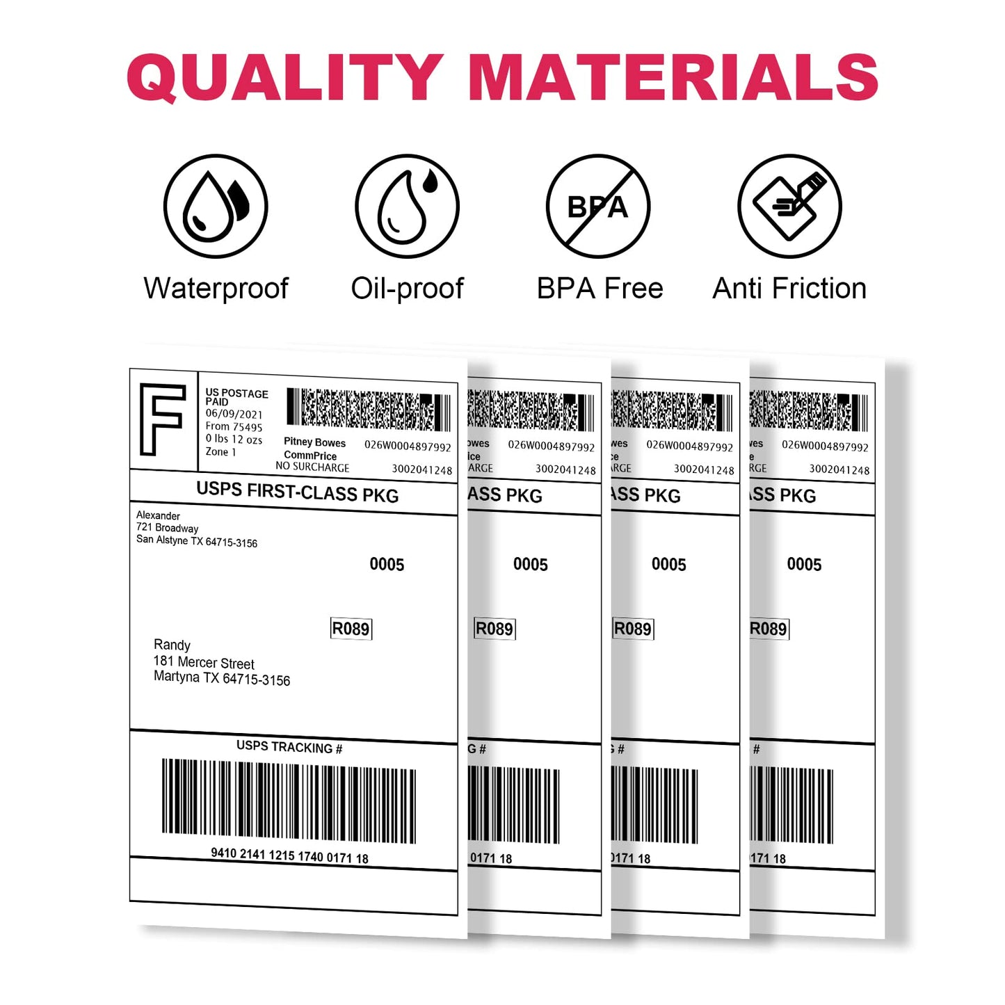 Muotich 4x6 Shipping Labels, 4 Rolls 880 Labels, Thermal Postage Labels for All Thermal Label Printers, Compatible with Dymo LabelWriter 4XL 1744907, 1755120, Permanent Adhesive, BPA Free