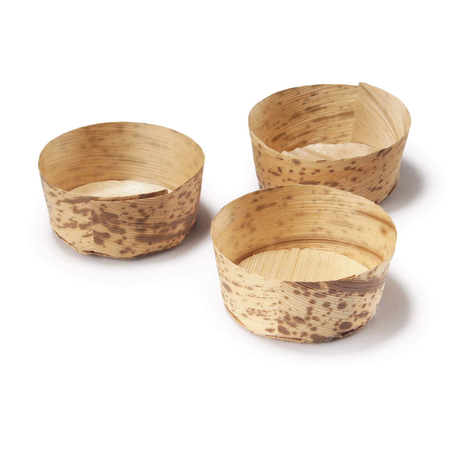 BambooMN Brand - Bamboo Leaf Round Tubs - 2.2" Dia x 1" high - 100 Pieces