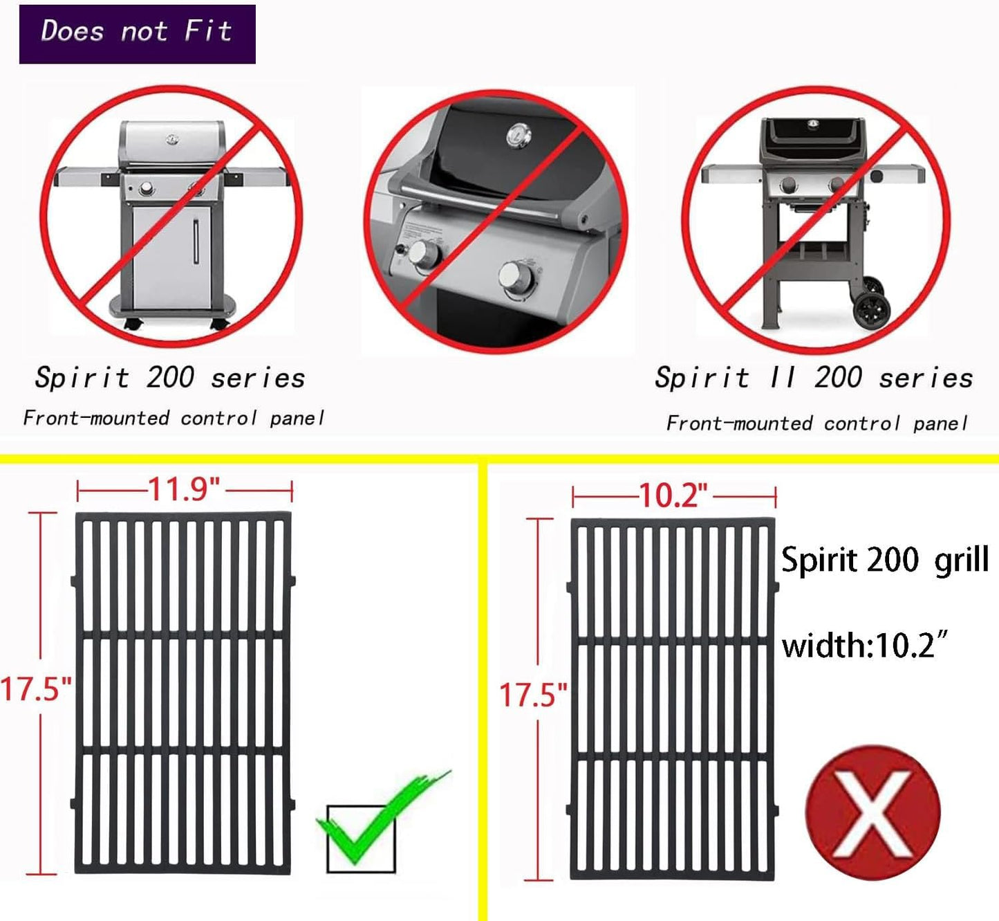 Leship 17.5 inch Grill Grates Replace for Weber 7638,Weber Spirit I & II 300 Series Spirit E/S310 E/S315 320 330 SP320 700 Genesis 1000-3500 Gold Silver Platinum B/C Gas Grill (17.5" x 11.9"Each)
