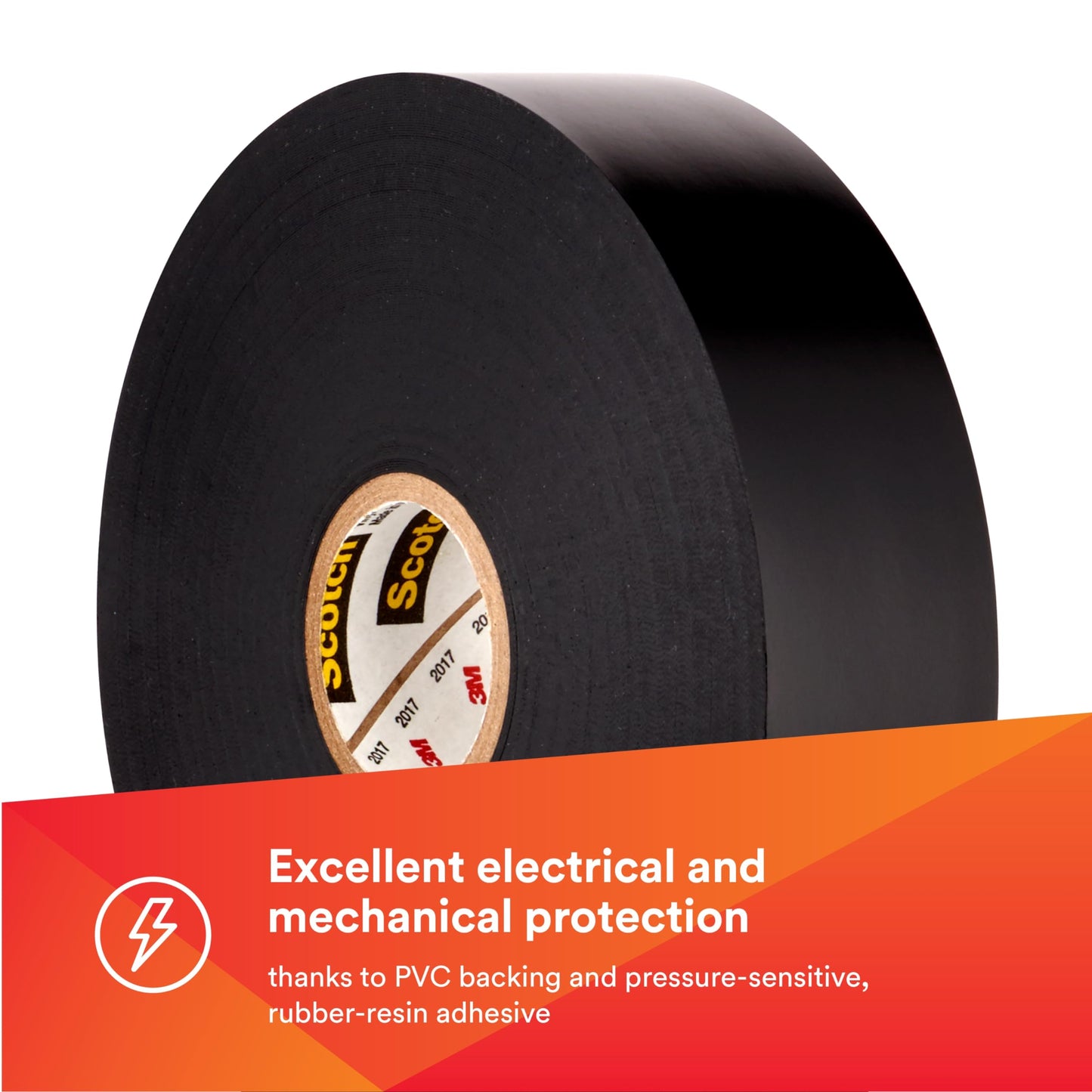 Scotch Vinyl Electrical Tape Super 88, 2 in x 36 yd, Black, 1 Roll, Premium Grade, Rubber Resin Adhesive, PVC Backing, All-Season Heavy Duty Electric Tape