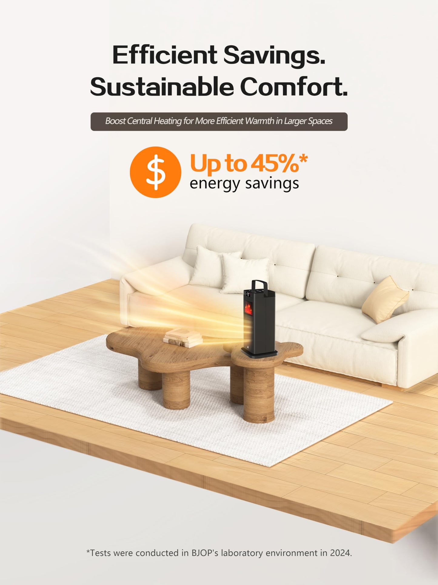 2026 New Version Space Heater, ETL & UL Certified Portable Space Heaters with Flame Effect 1500W Oscillating Electric PTC Ceramic Room Heater for Indoor Use,Bedroom,Office,Desk,Garage