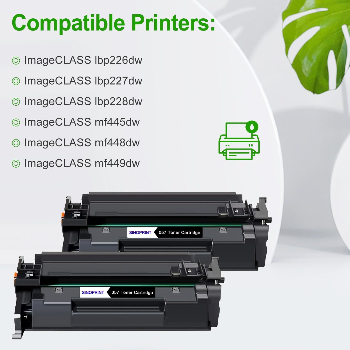 SINOPRINT Compatible Toner Cartridge for Canon 057 Black CRG-057,2-Pack 3009C001 for Canon imageCLASS MF449dw, MF448dw, MF455dw, MF445dw, LBP228dw, LBP226dw, lbp227dw, LBP236dw Laser Printers