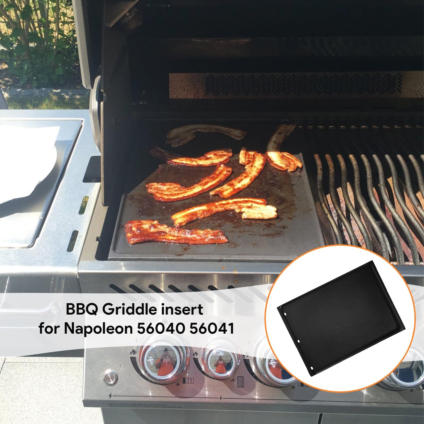 Reversible Griddle for Napoleon Prestige 500, PRO 500, LEX 485 LEX 730 Grill, Griddle Insert for Napoleon BBQ Accessories 56040 56041, Cast Iron Grill Insert Replacement Parts
