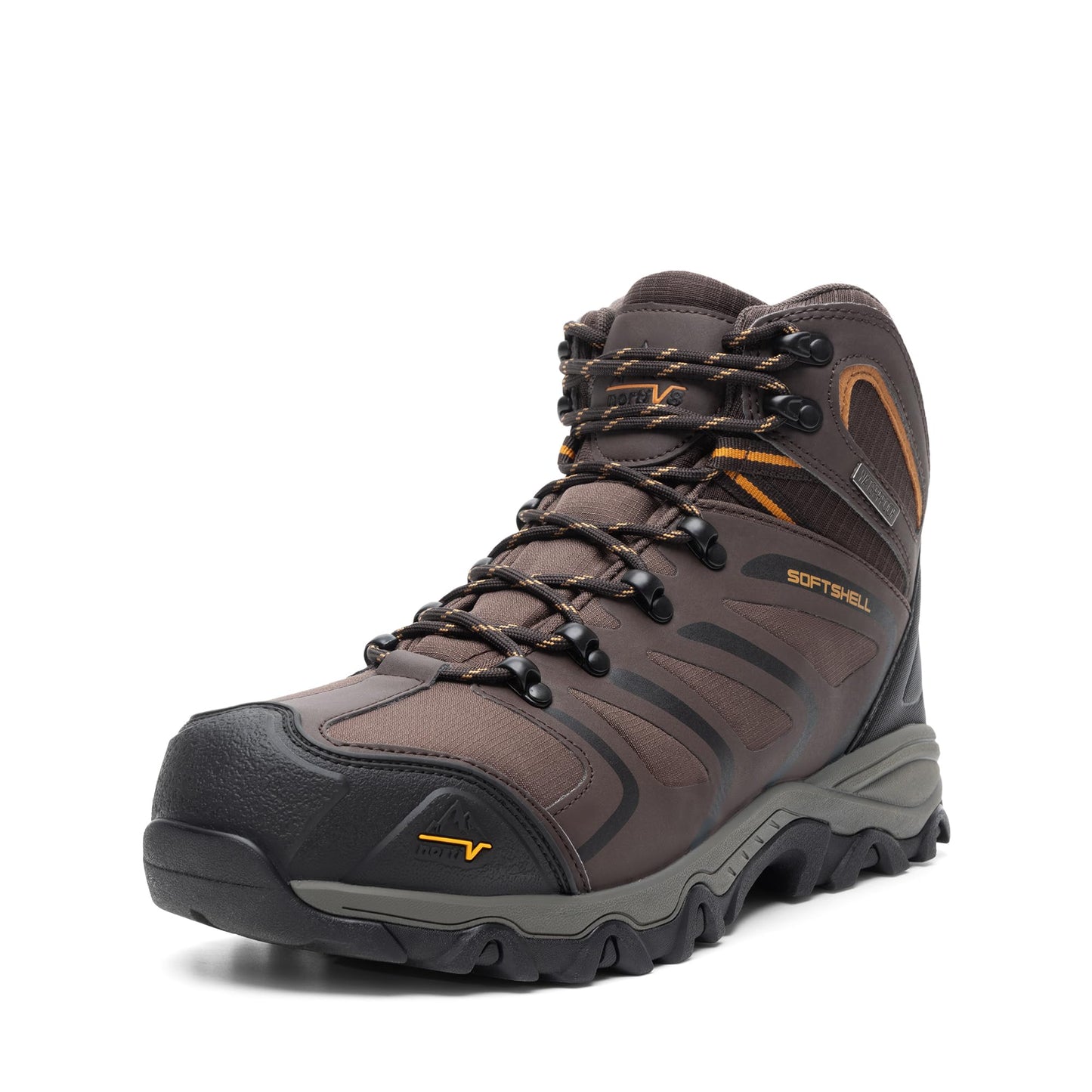 NORTIV 8 Waterproof Steel Toe Work Boots for Men Industrial Safety Slip-Resistant Shoes Construction Protective Boot ARMADILLO-STL ASTM F2413-18 Standard,Size 9,Brown/Black/Tan,160448_M-STEEL