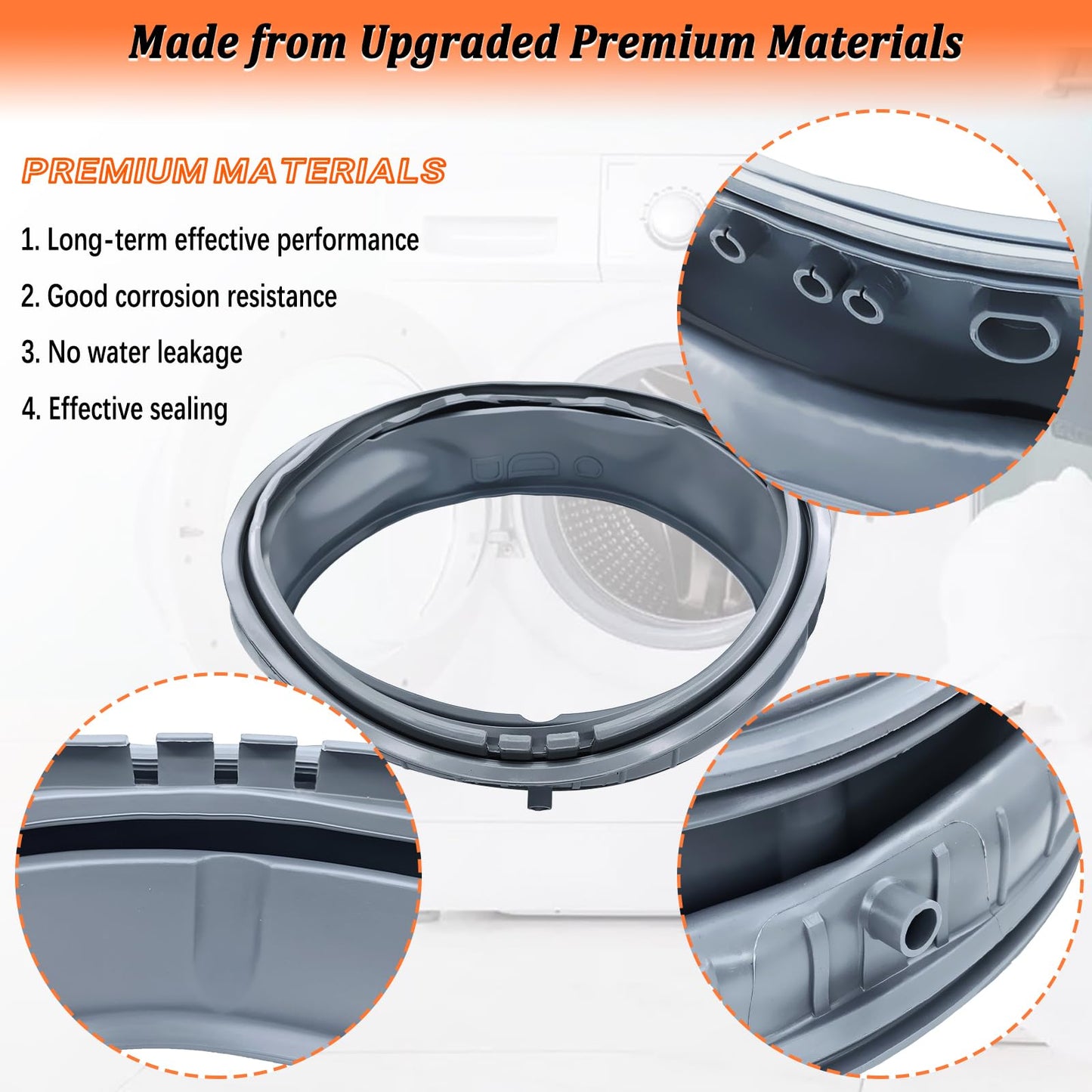 Upgraded 4986ER0004F Washer Door Boot Seal - 4986ER0004J Washer Door Seal, Replaces Washing Machine Door Bellow Gasket 4986ER0004K 4986ER0004N
