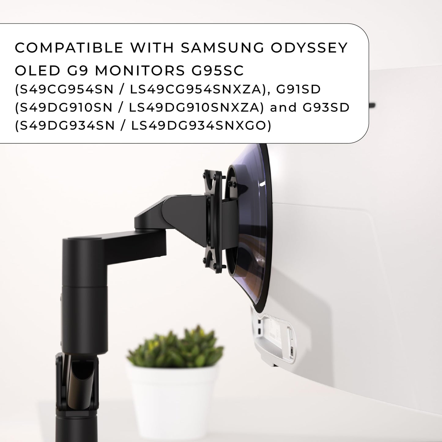 HumanCentric VESA Mount Adapter Compatible with Samsung Odyssey OLED G9 Monitors G95SC, G91SD and G93SD, Works with Odyssey G9 49-inch, Mount on a VESA Monitor Arm, 100x100m VESA Pattern