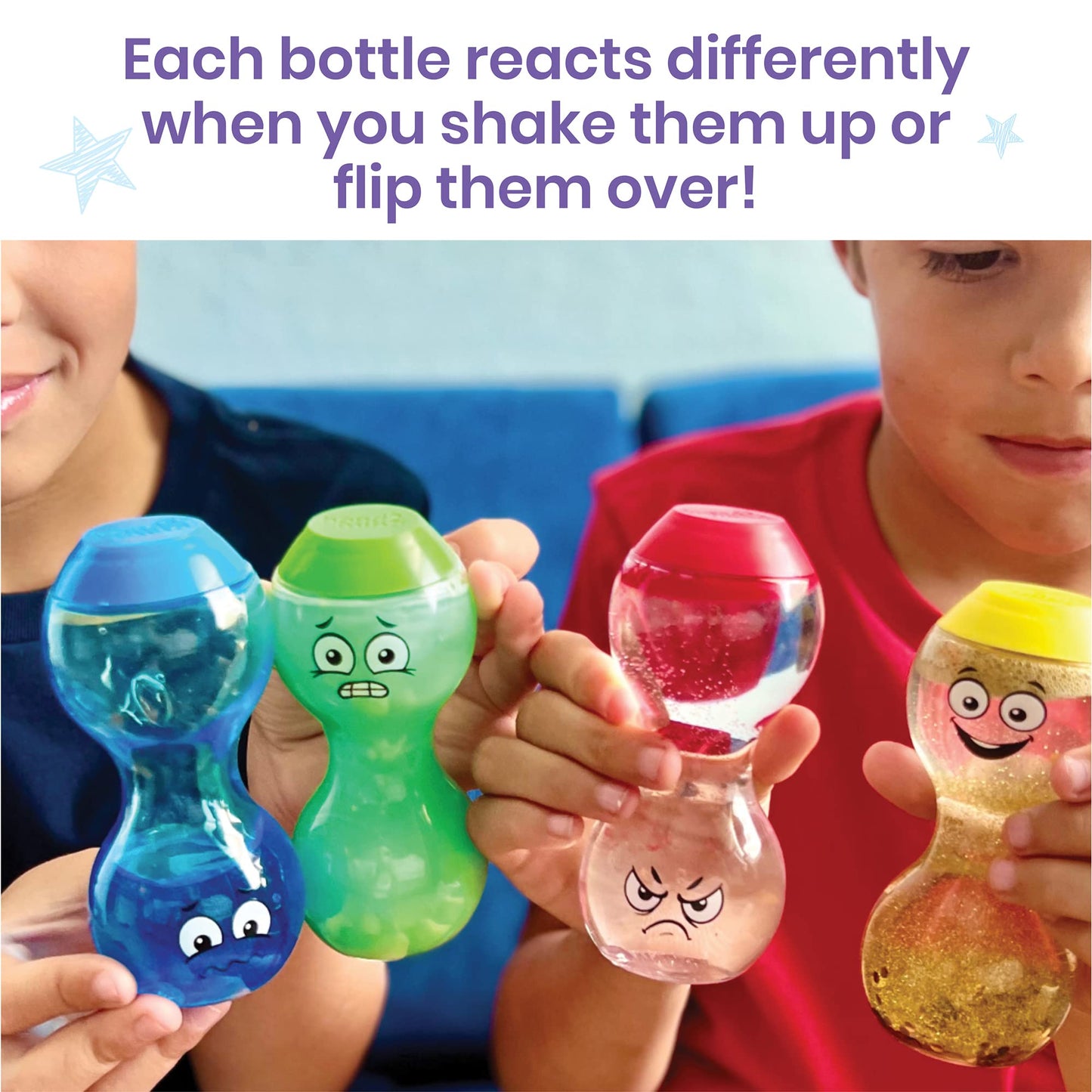 Hand2mind Express Your Feelings Sensory Bottles, Calm Down Corner Essentials, Visual Sensory Play, Play Therapy, Calming Toys for Kids With Anxiety, Mindfulness (Set of 4)