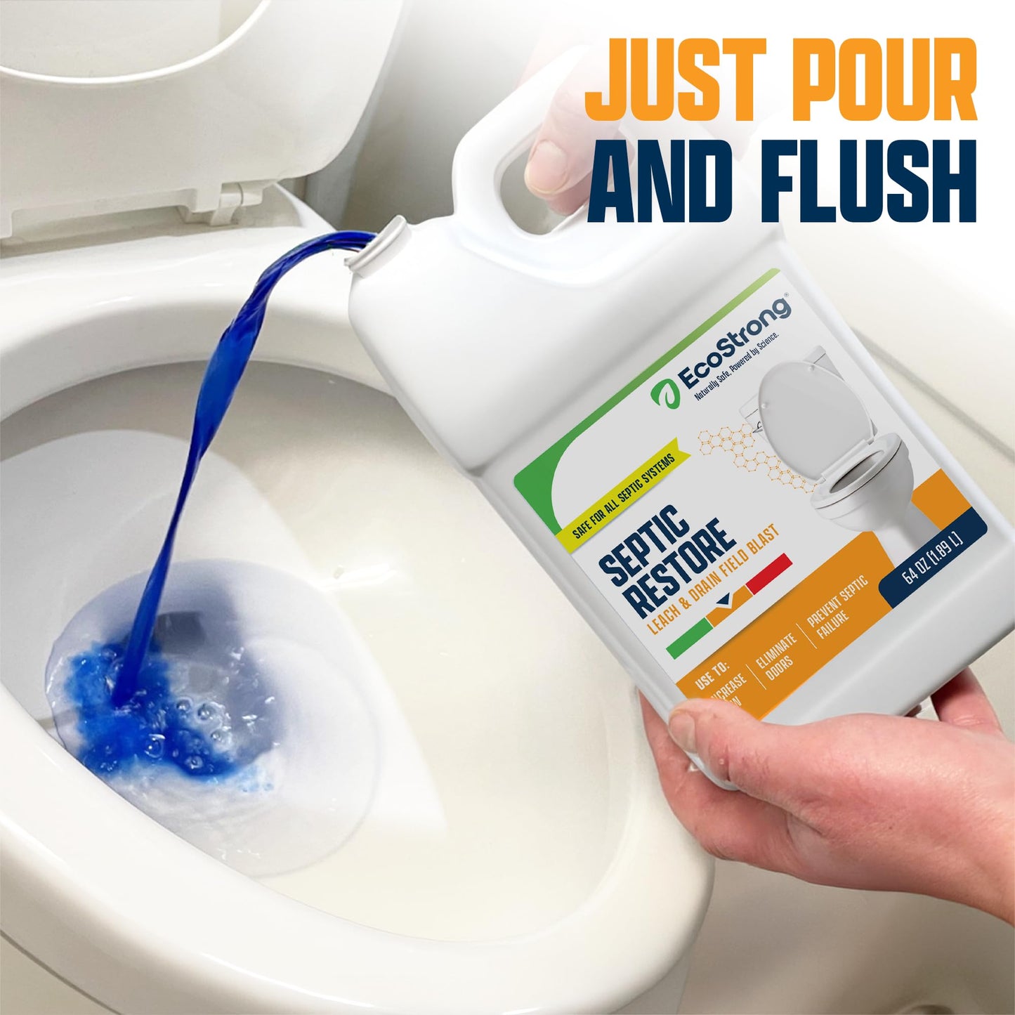 Eco Strong Septic Drain and Leach Field Treatment | Bio-Enzyme Cleaner Breaks Down and Digest Clogs | Removes Odors & Mainline Cleaner (64 OZ)