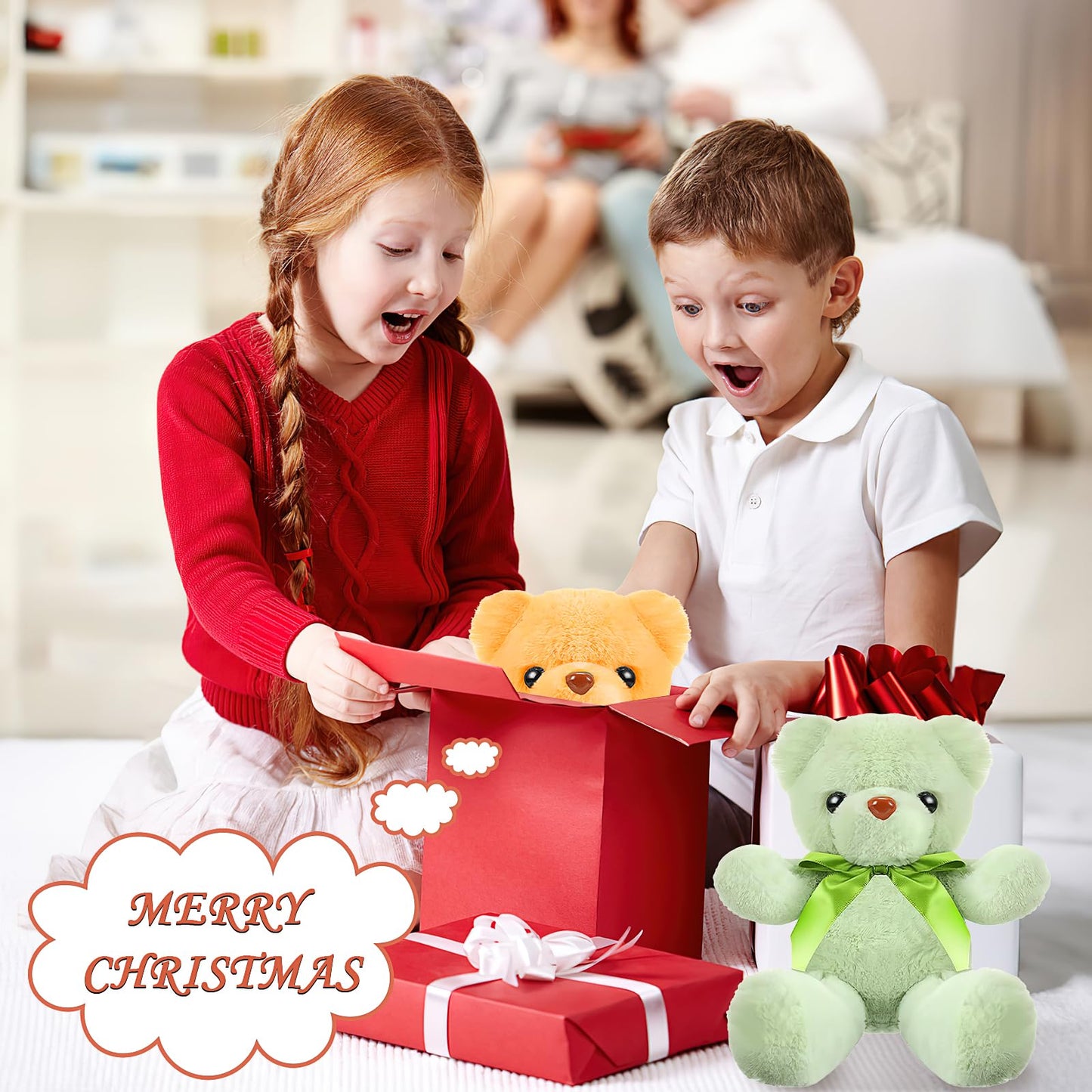 16Pcs Small Teddy Bear, 12 Inch Stuffed Bear Plush Toy Soft Stuffed Animal Bears Cute Plush Stuffed Teddy Bear with Bow Tie for Valentines Birthday Gift Baby Shower Party Supplies (10 Colors)