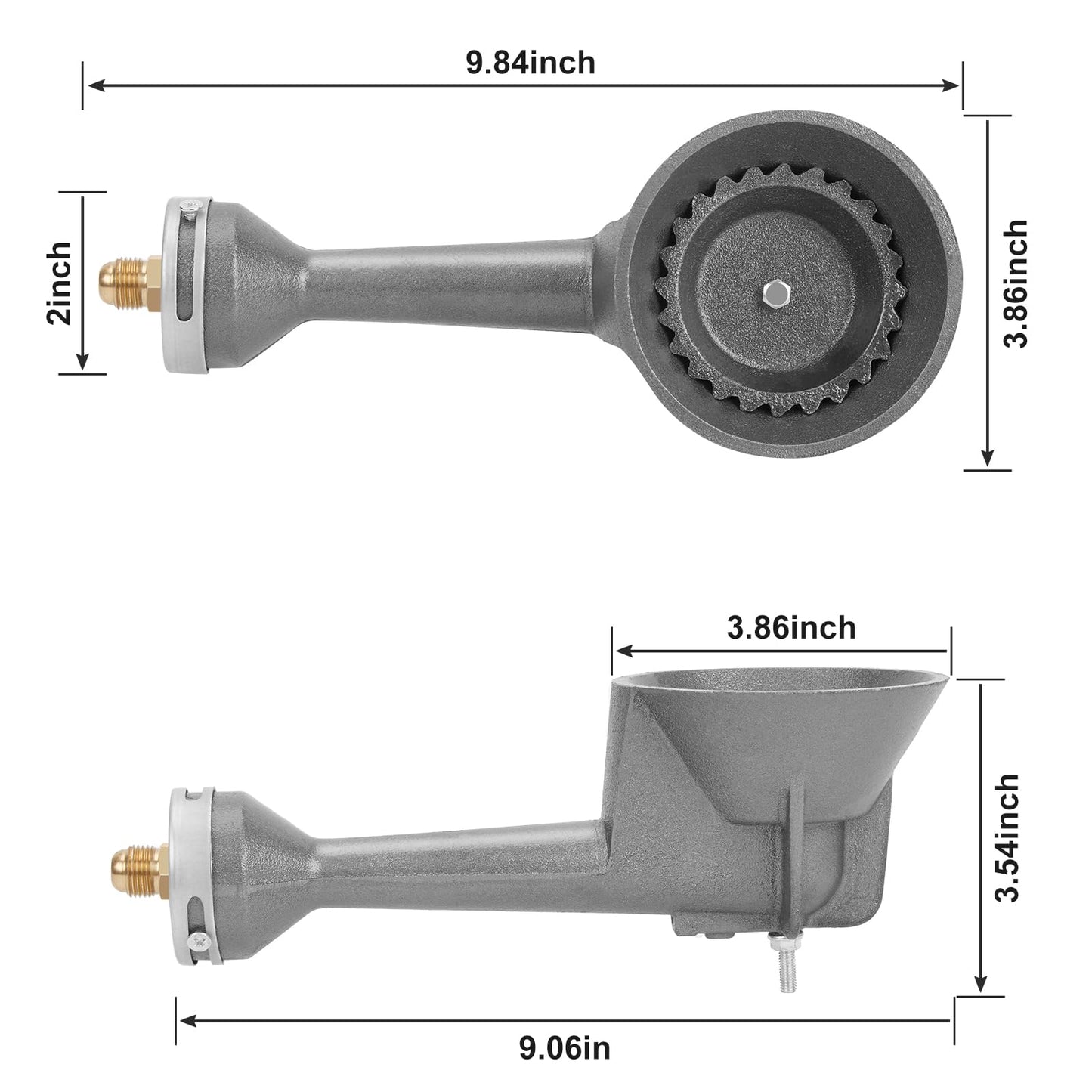 WADEO 4FT Propane Regulator Hose and Burner Head, High Pressure Cast-Iron Round Burner Head 65000 BTU with 4FT 20 PSI Adjustable High Pressure Propane Regulator with Hose and Brass Fitting