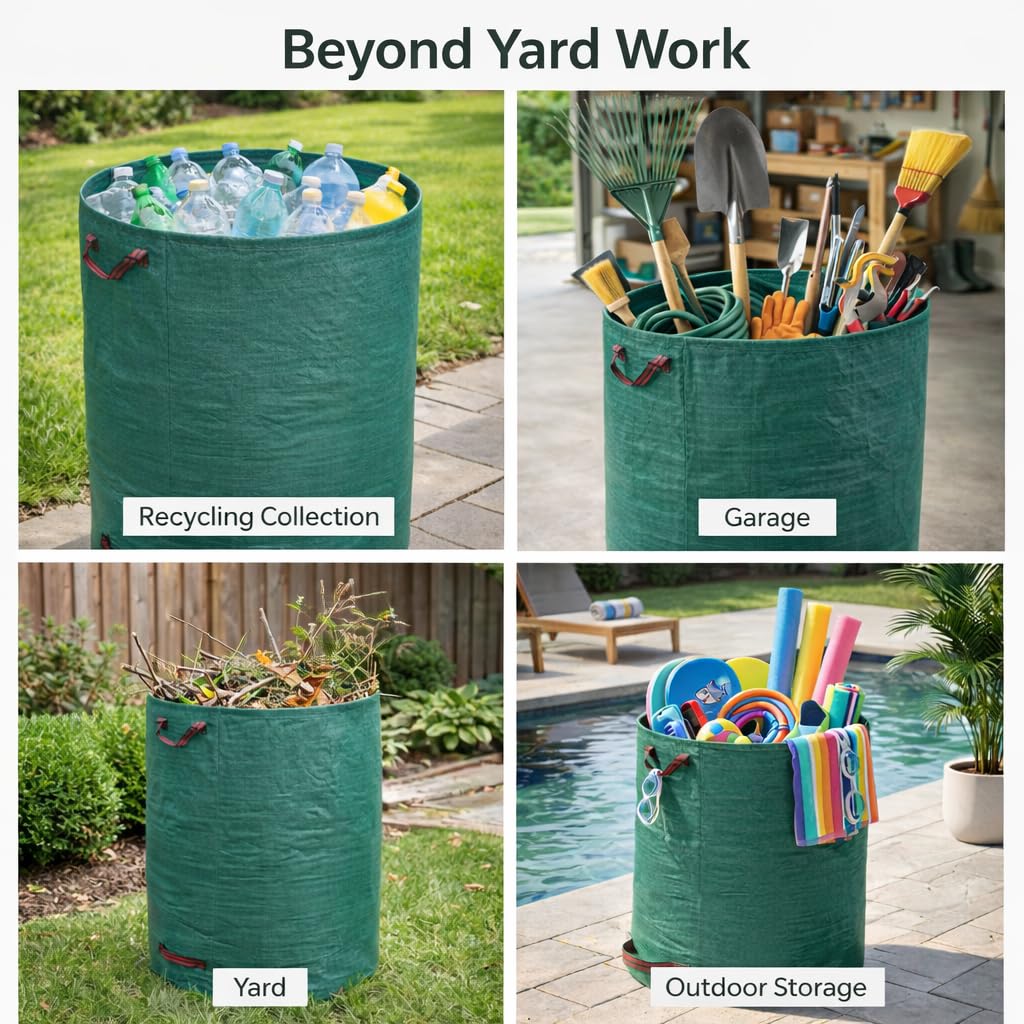 Gardzen 3-Pack 72 Gallons Garden Bag - Reuseable Heavy Duty Gardening Bags, Lawn Pool Garden Leaf Waste Bag