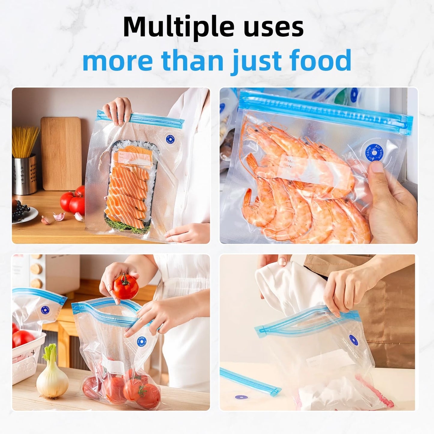 Handheld Vacuum Sealer for Food Sealer& Storage with 15PCS Multi-Sized Reusable Zipper Sous Vide Vacuum Bags. Vacuum Sealer with Mini USB Rechargeable, EAGZFFI(Black)