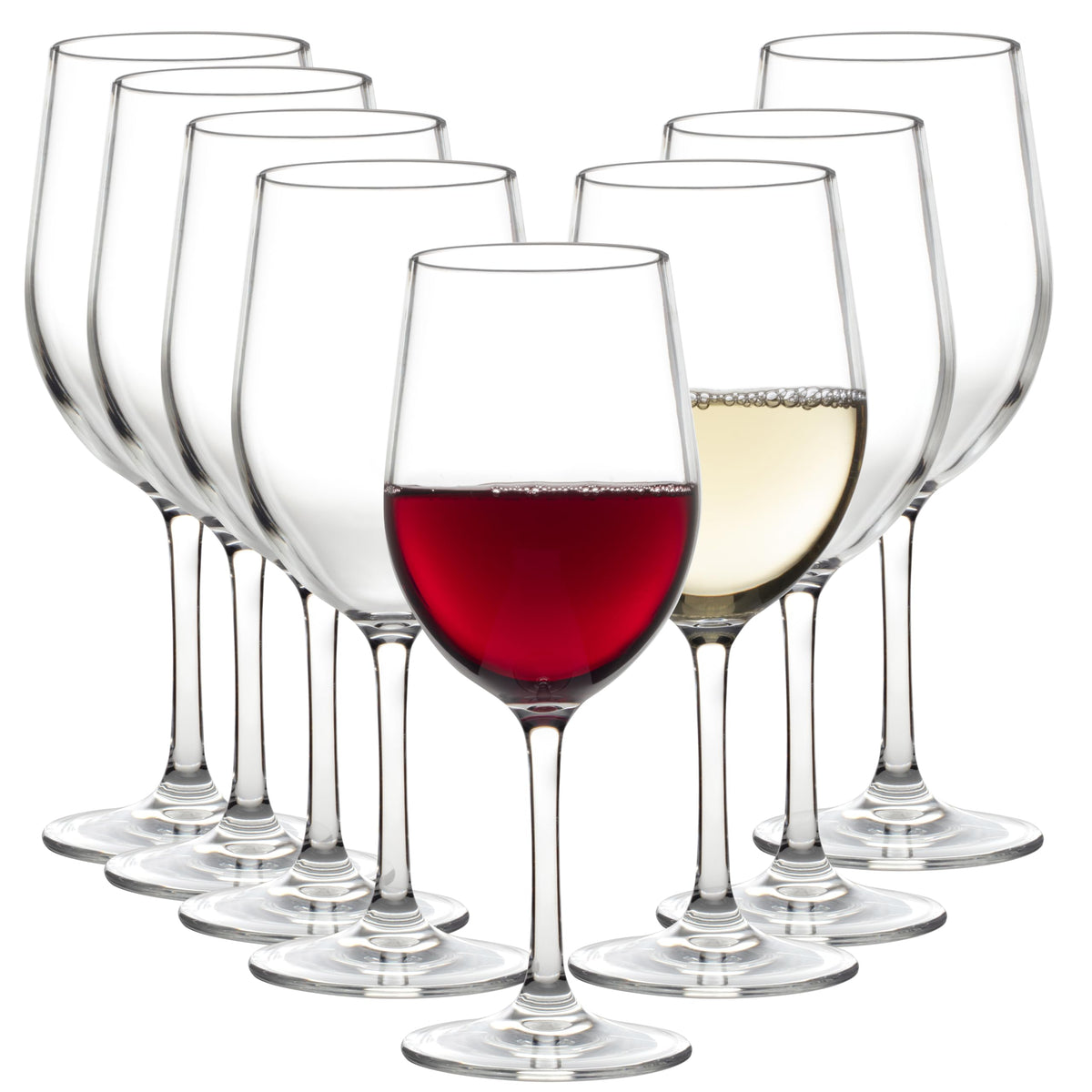 Deco Unbreakable Stemmed Wine Glasses, 12oz- 100% Tritan- Shatterproof, Reusable, Dishwasher Safe Drink Glassware (Set of 8)- Indoor Outdoor Drinkware - Great Holiday & Wedding Gift