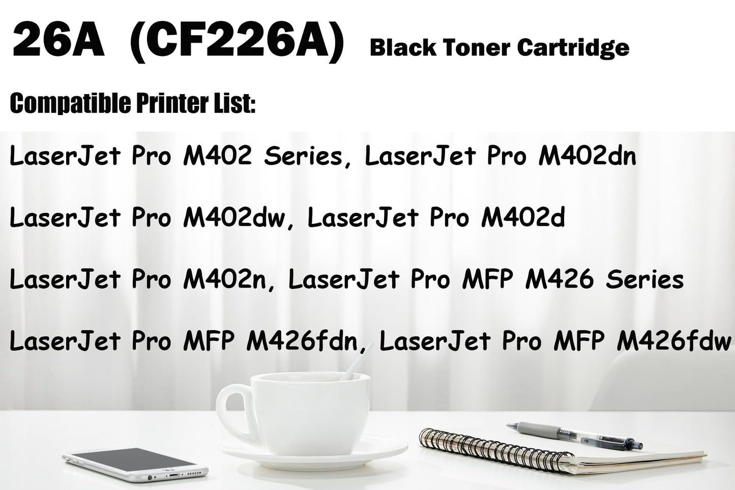 Ultra Toner® Compatible Replacement for HP 26A CF226A Black Toner Cartridge for Laser Jet Pro M402n M402dn M402dw M402d m426fdw M426fdn M426dw (2 Toner)