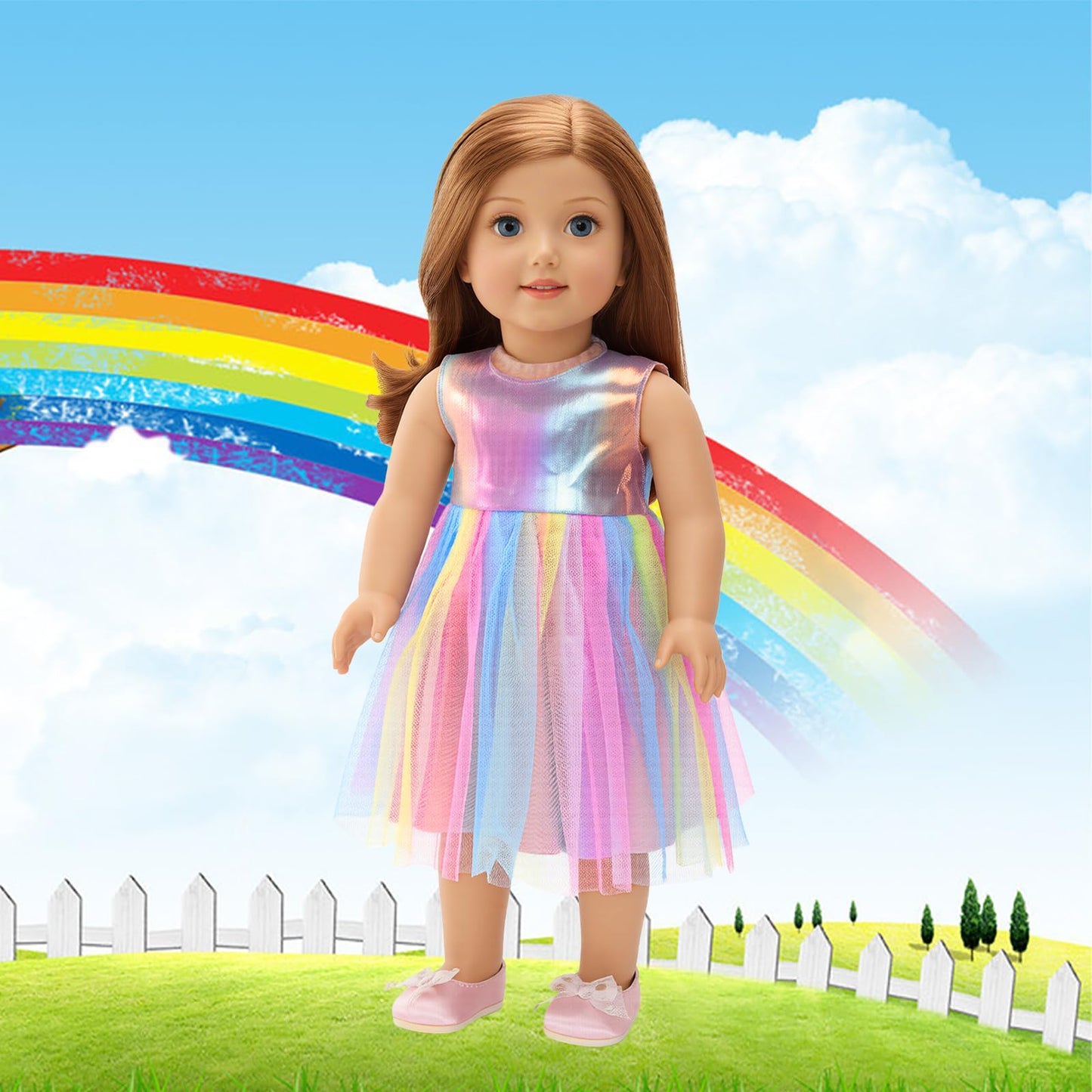 Barwa American 18 Inch Girl Doll Clothes Outfits Accessories - 5 Daily Costumes Clothes, 2 Random Style Shoes and 5 Accessories for 18 Inch Dolls Accessories