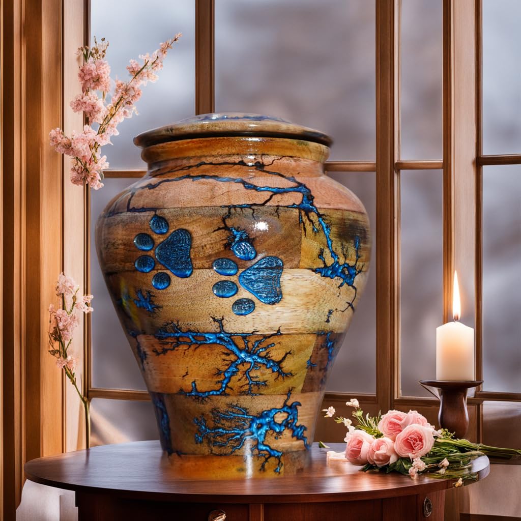 Wooden Urn for Pet Ashes - Cremation Box for Dogs and Cats - Small and Large (Medium 100 LBS)