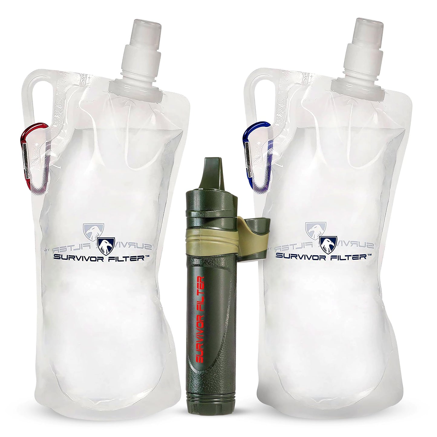 Survivor Filter Squeeze Kit - Collapsible Bottle & Filter Straw - Viral, Parasite, Bacterial Filter