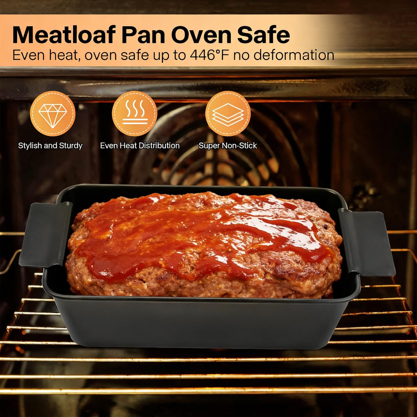 Barlket Meatloaf Pan with Drain Tray, 2 Pack Loaf Pan with Insert, Non Stick Meat Loaf Pan with Drip Tray, 9.8x5.7 Inch Easy Removal Perforated, Bakeware Pan for Oven Baking Bread and Roasting Meat
