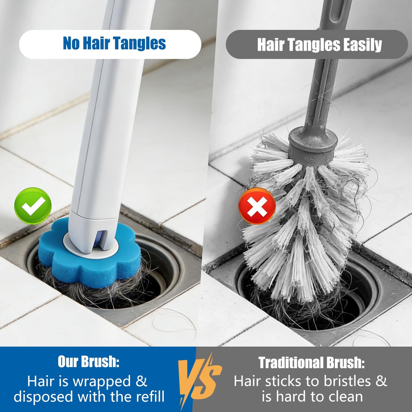 Disposable Toilet Brush with 2 Sets of Wands and 72 Toilet Brush Refills, Wall Mounted Toliet Stick Wand Starter Kit for Toilet Bowl Cleaners, Bathroom Cleaning, Bathtub