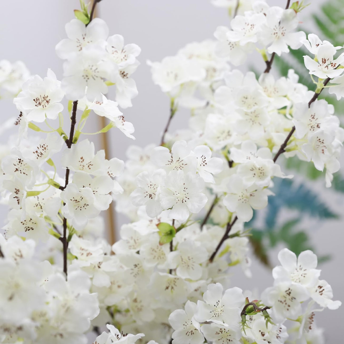 Bacucine 6PCS Artificial Cherry Blossom Branches Faux Cherry Silk Flowers Vine Tall Stems Artificial Flower for Vase Wedding Home Decor (White)