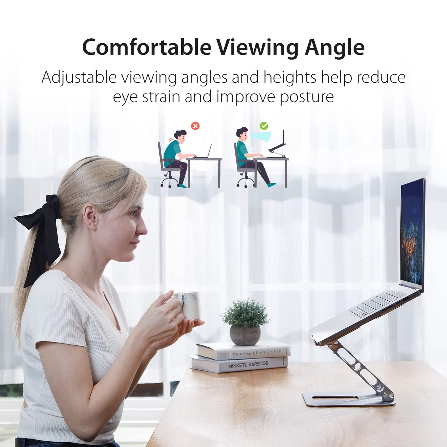 j5create Multi-Angle Aluminum Laptop Stand, Ergonomic Notebook Riser, Suitable for MacBook, Dell, HP, Lenovo, Fits Most laptops up to 16" (JTS127)