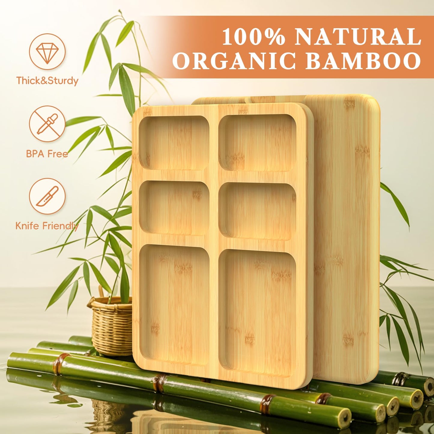 2-in-1 Charcuterie Board with Lid, Large Cutting Board for Kitchen, Travel Portable Bamboo Cheese Board, Covered Serving Tray, House Warming Birthday Gifts for Women Men Mom Dad