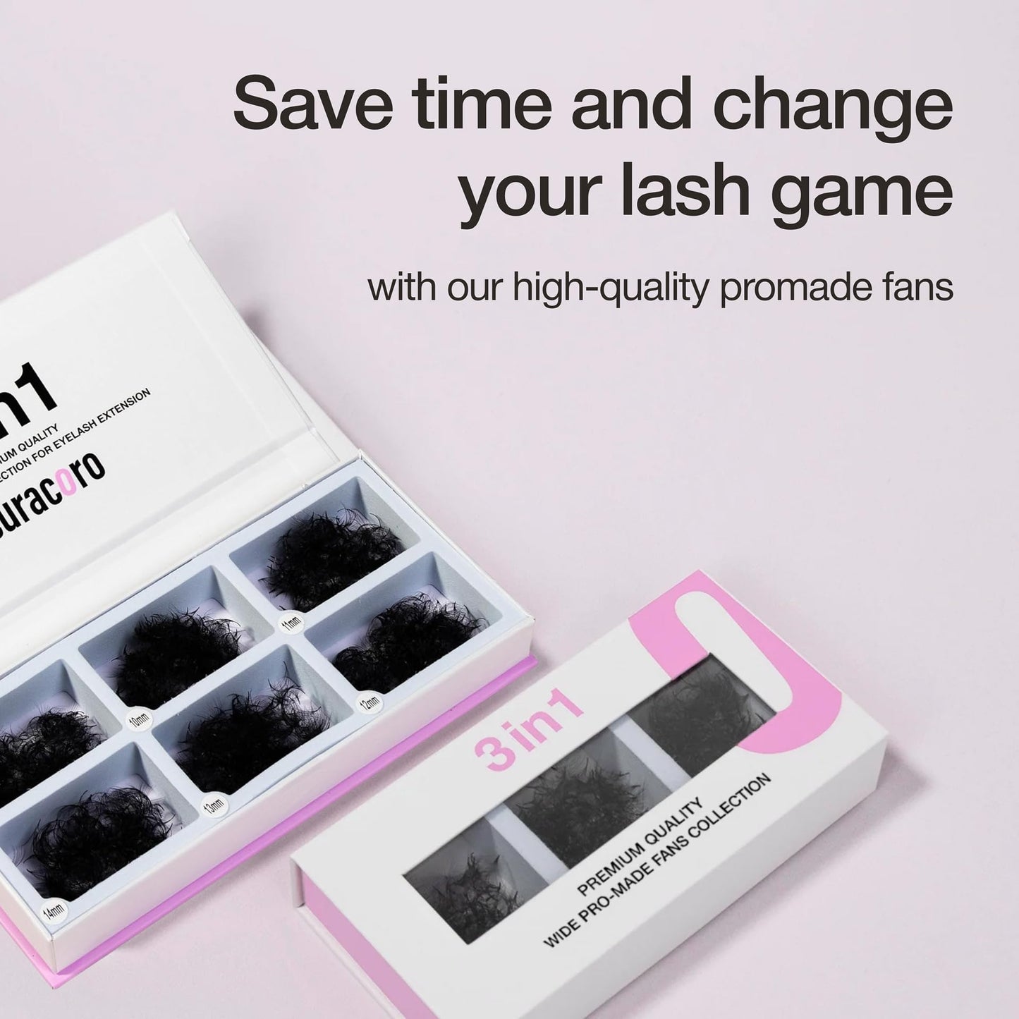 Curacoro Promade Mix 1500 Fans | Handmade Volume Eyelashes | Multi Selections From 5D To 12D | C CC D Curl | Thickness 0.03~0.1 mm | 9-18mm Length | Long Lasting | Easy Application