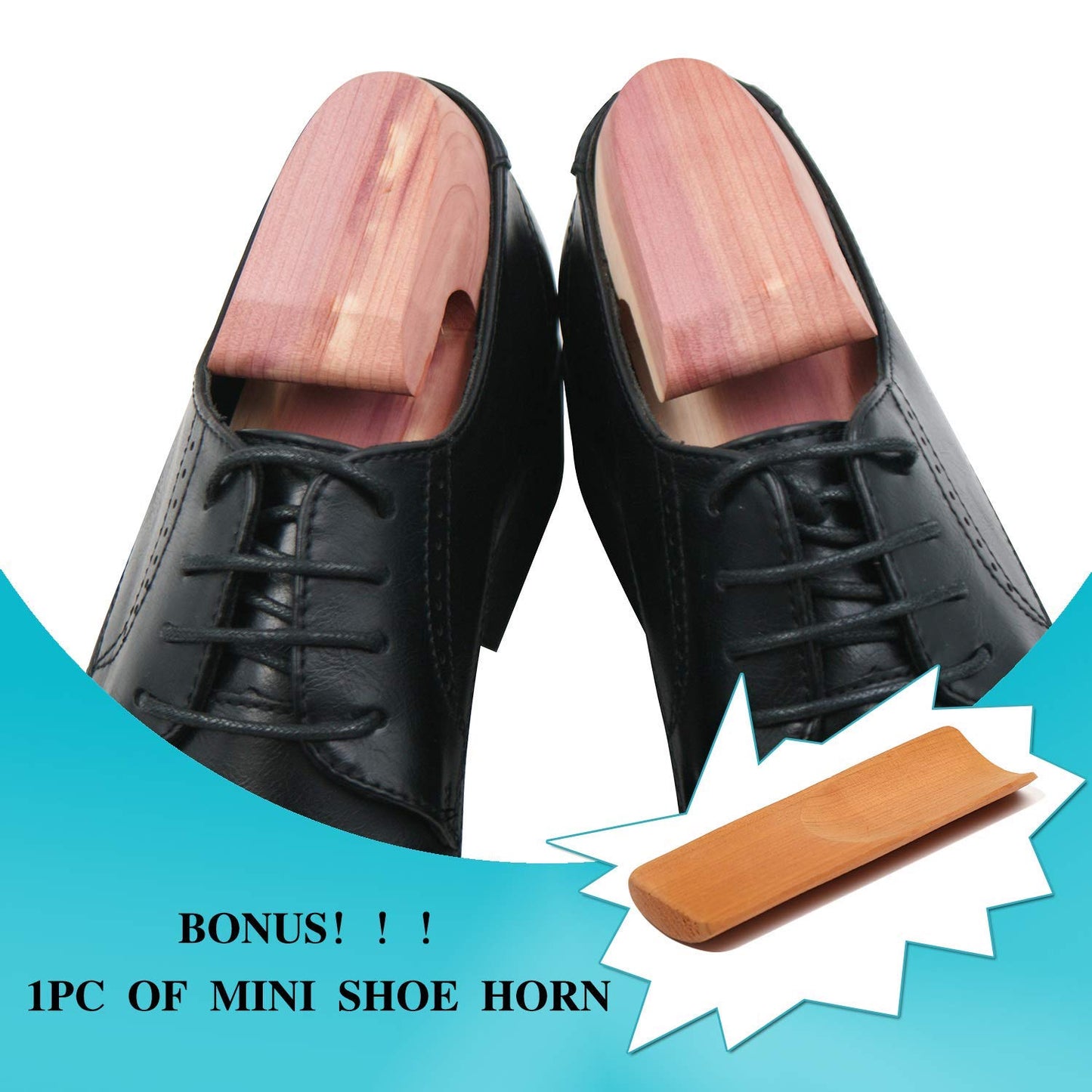 Kilocircle Men's Adjustable Red Cedar Wood Shoe Tree Single Tube 2 Packs, Medium(Fits Shoe Sizes 9-10)