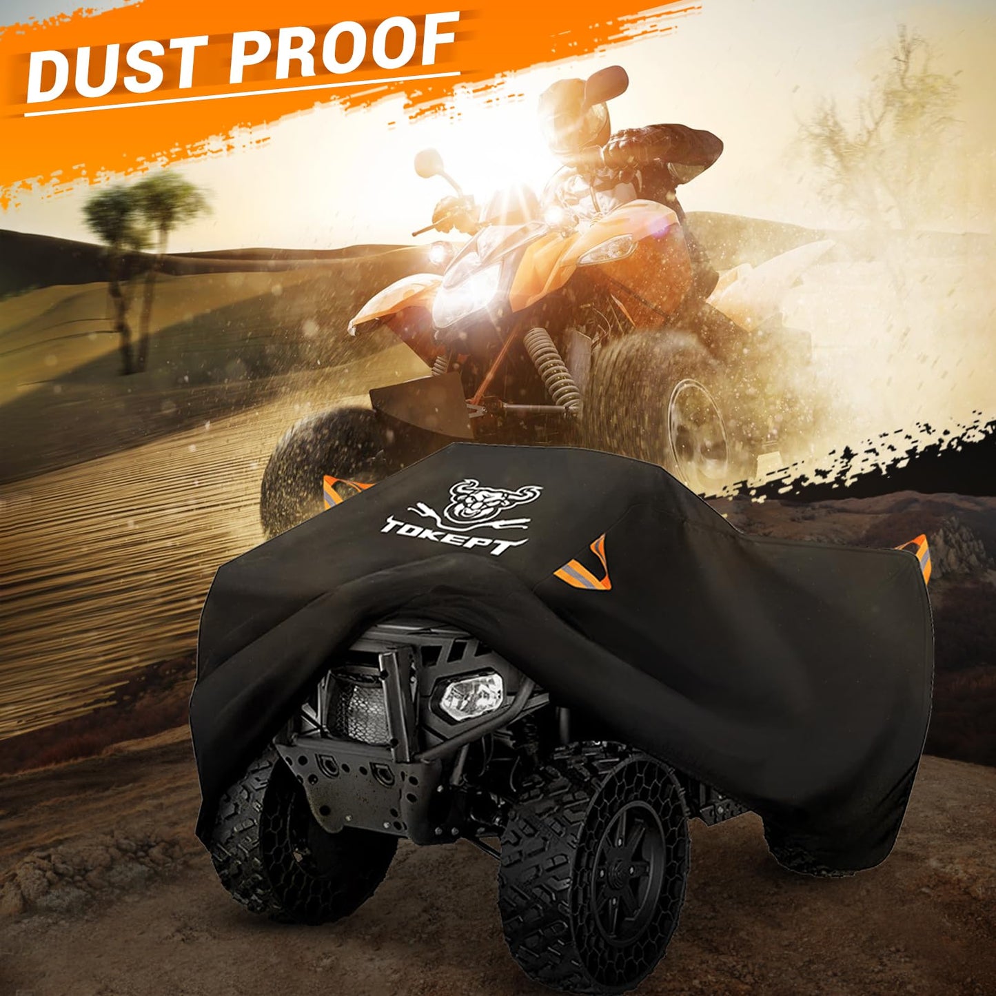 Tokept ATV Cover, Waterproof Heavy Duty 4 Wheeler Cover Quad Cover All Season Weather Proof Outdoor UV Protection for 82 Inch Polaris Kawasaki Yamaha Suzuki Honda (XLarge)