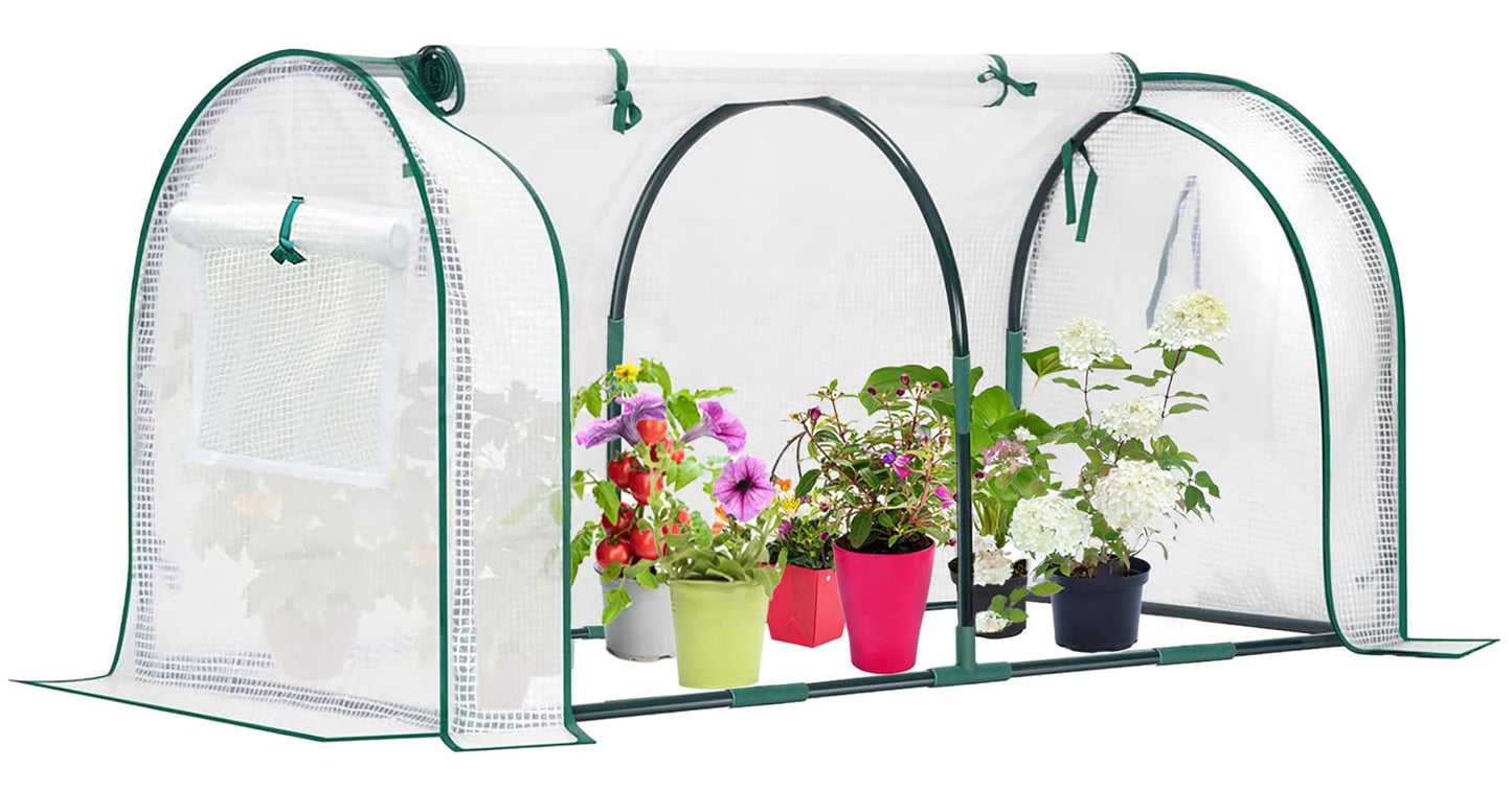KBOROVER Mini Greenhouse for Outdoor,Portable Small Tunnel Greenhouses for Outdoors with Roll up Zipper Door for Protecting Plant (PE, 47" x23" x 23")