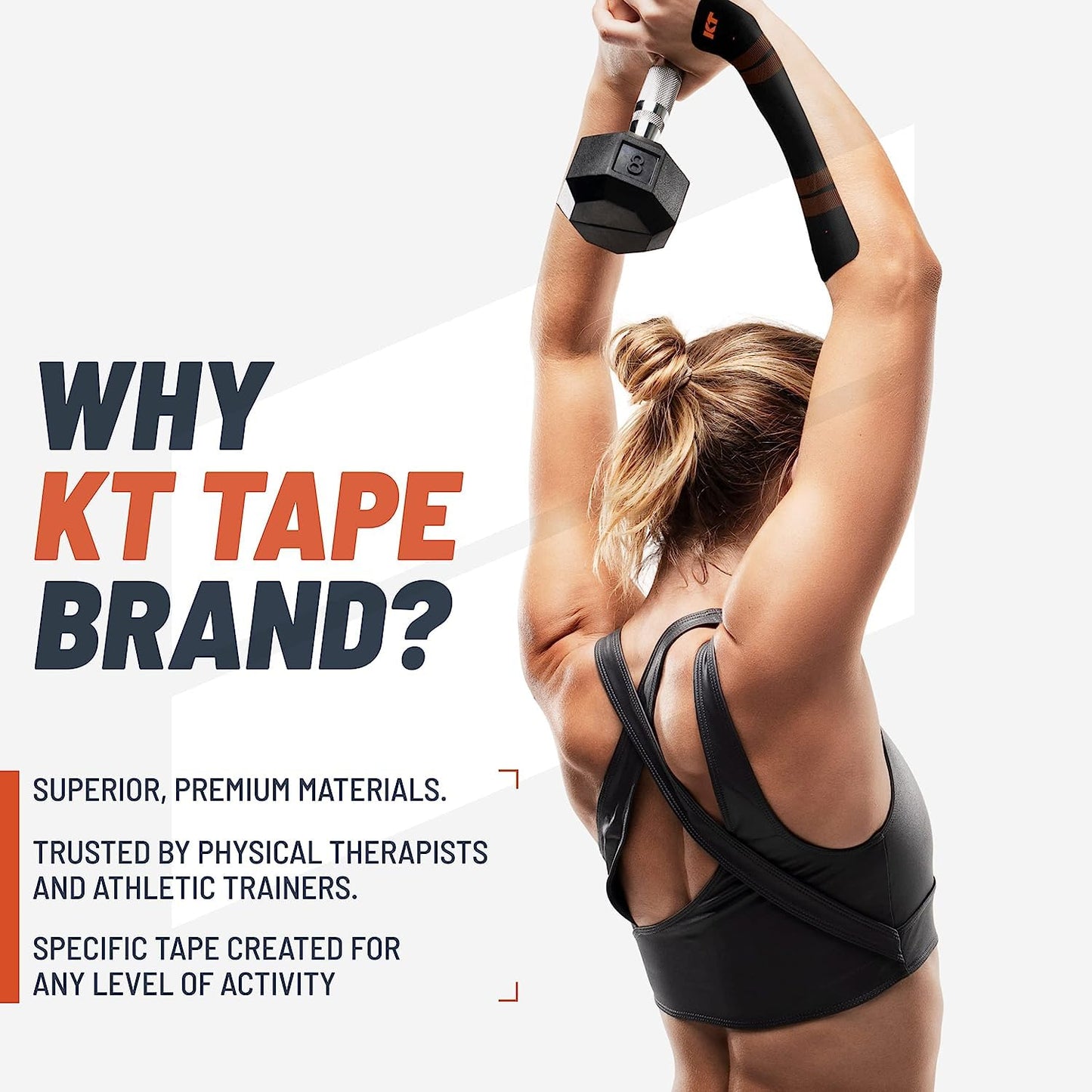 KT Tape, Pro Synthetic Kinesiology Athletic Tape, 150 Count, 10” Precut Strips, Jet Black