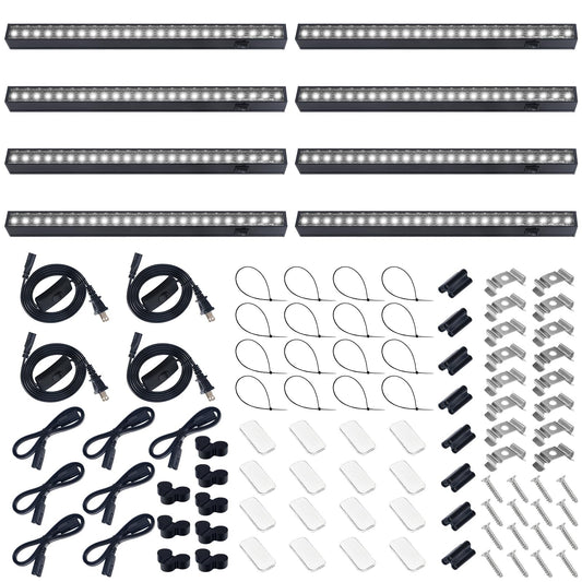 Barrina Plant Grow Lights, 5000K Full Spectrum Daylight White, T5 LED Grow Light Strips, 1ft Growing Lamp with Magnetic Bar, Plant Lights for Indoor Plants,Black Cover, Linkable, 8 Packs