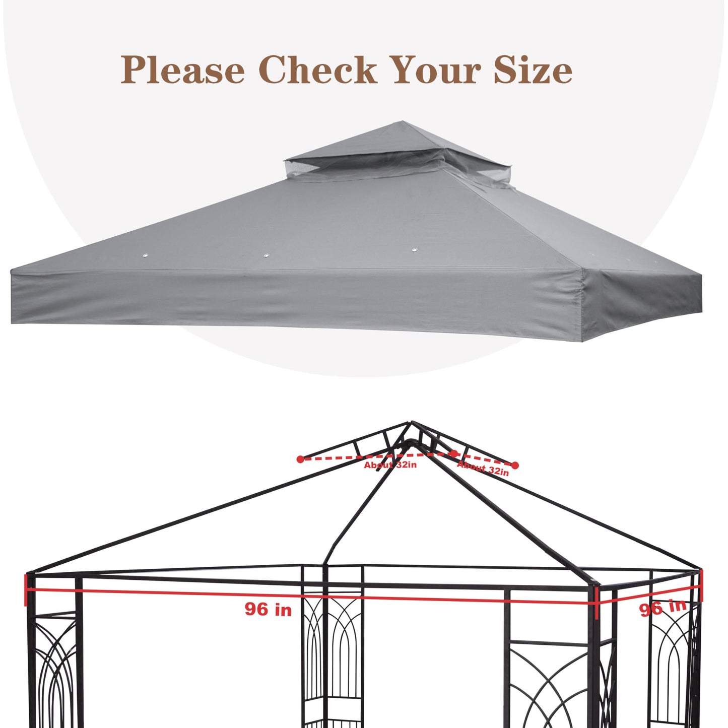 SCOCANOPY 8'x8' Gazebo Top Canopy Replacement Cover Compatible with Canadian Tire Crawford Gazebo, #088-1067-8,Gray