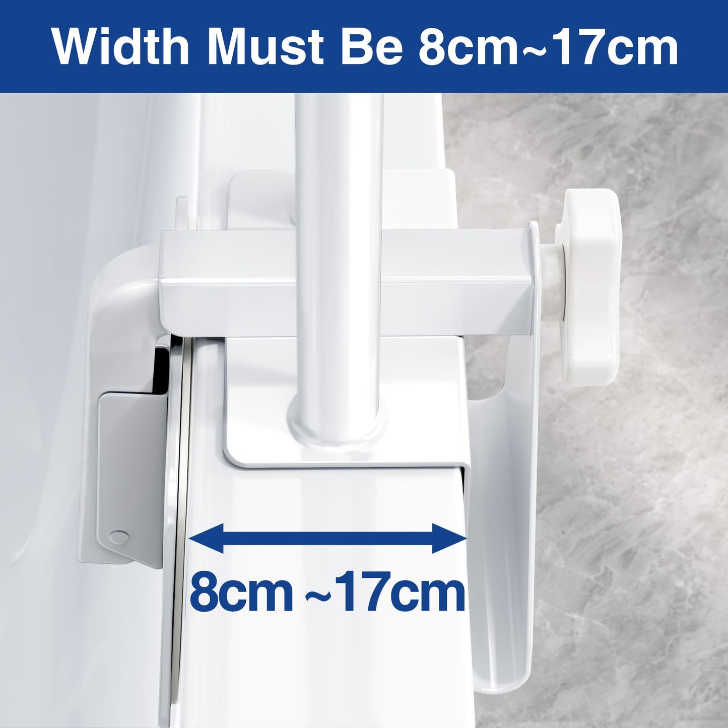 Adjustable Bathtub Safety Rail: Shower Grab Bar Handle for Seniors, Elderly, and Disabled, Fits 3.1 to 6.7 Inch Tub Walls, Bathroom Safety Bars with Non-Slip Grip, Supports 300 lbs