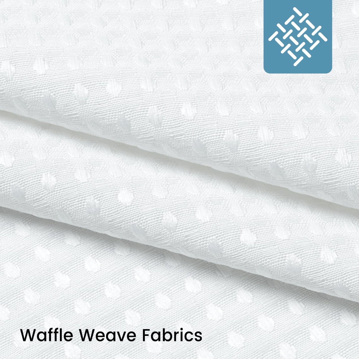 No Hook Shower Curtain with Snap in Fabric Liner- Hotel Style Waffle Weave Shower Curtains with See Through Top Window for Bathroom, Waterproof & Washable, White, 71" W x 74" L