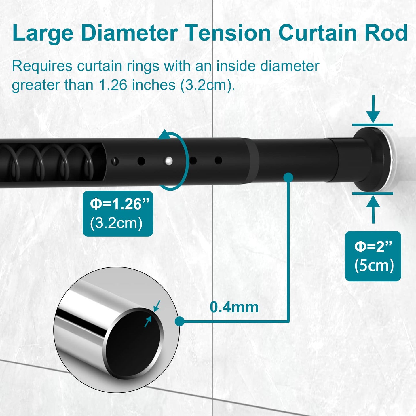 Oxdigi Tension Shower Doorway Curtain Rod/Adjustable 82.7-102.4 inches No Drilling Window Curtain Rod for Bethroom, Indoor Decor/Black