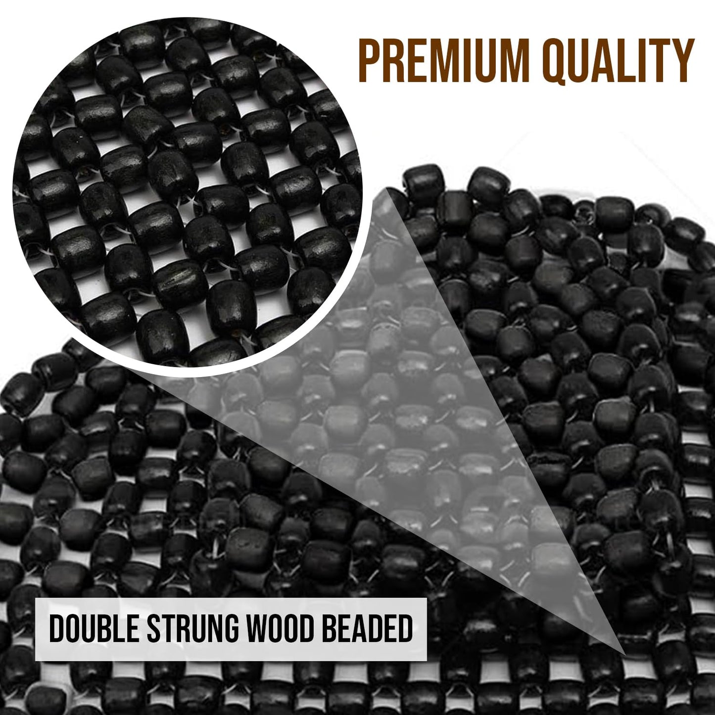 Zone Tech Wood Beaded Seat Cushion - Quality Black Premium Quality Car Massaging Double Strung Wood Beaded Seat Cushion for Stress Free All Day!
