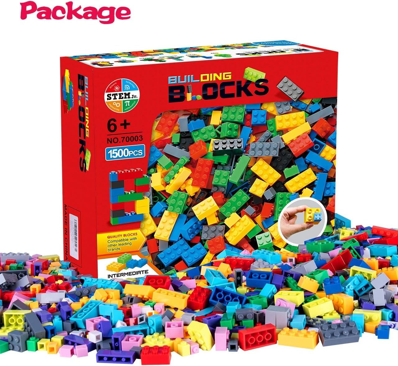 1500 Pieces Building Bricks for Kids with Doors,Windows,Wheels,Tires,Axles, Classic Building Bulk Blocks Compatible with All Major Brands for Boys Girls Ages 3 4 5 6 7 8 9 10 Year Old