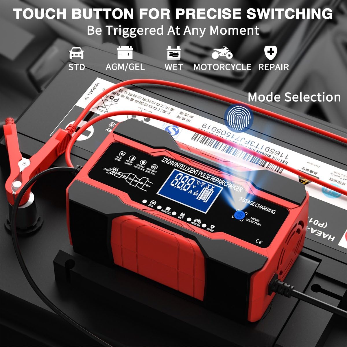 10-Amp 12V 24V Smart Car Battery Charger | Fully-Automatic Trickle Charger & Maintainer | Pulse Repair Desulfator for AGM Gel SLA Flooded Batteries