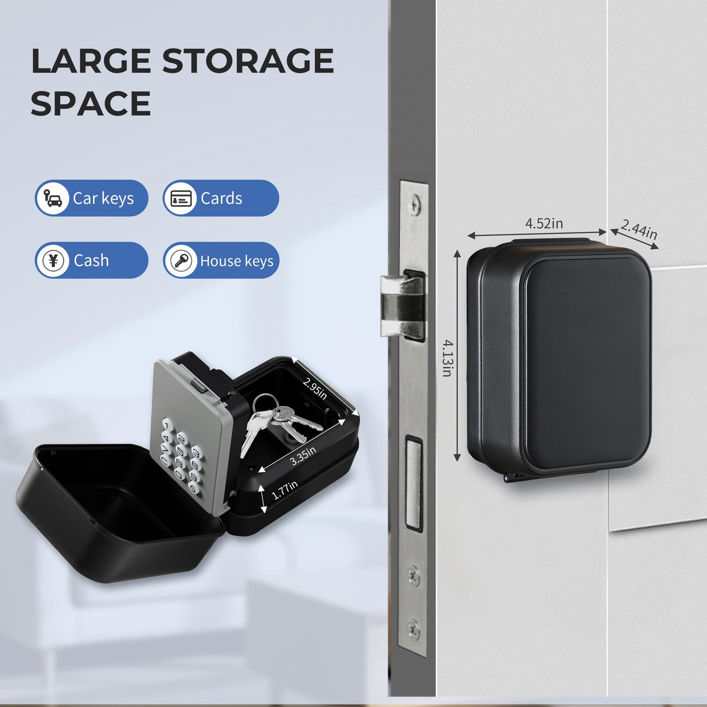Smart Key Lock Box with Electronic Code, APP Control, PIN Code Access, Weatherproof Safe for House, Garage, Apartment
