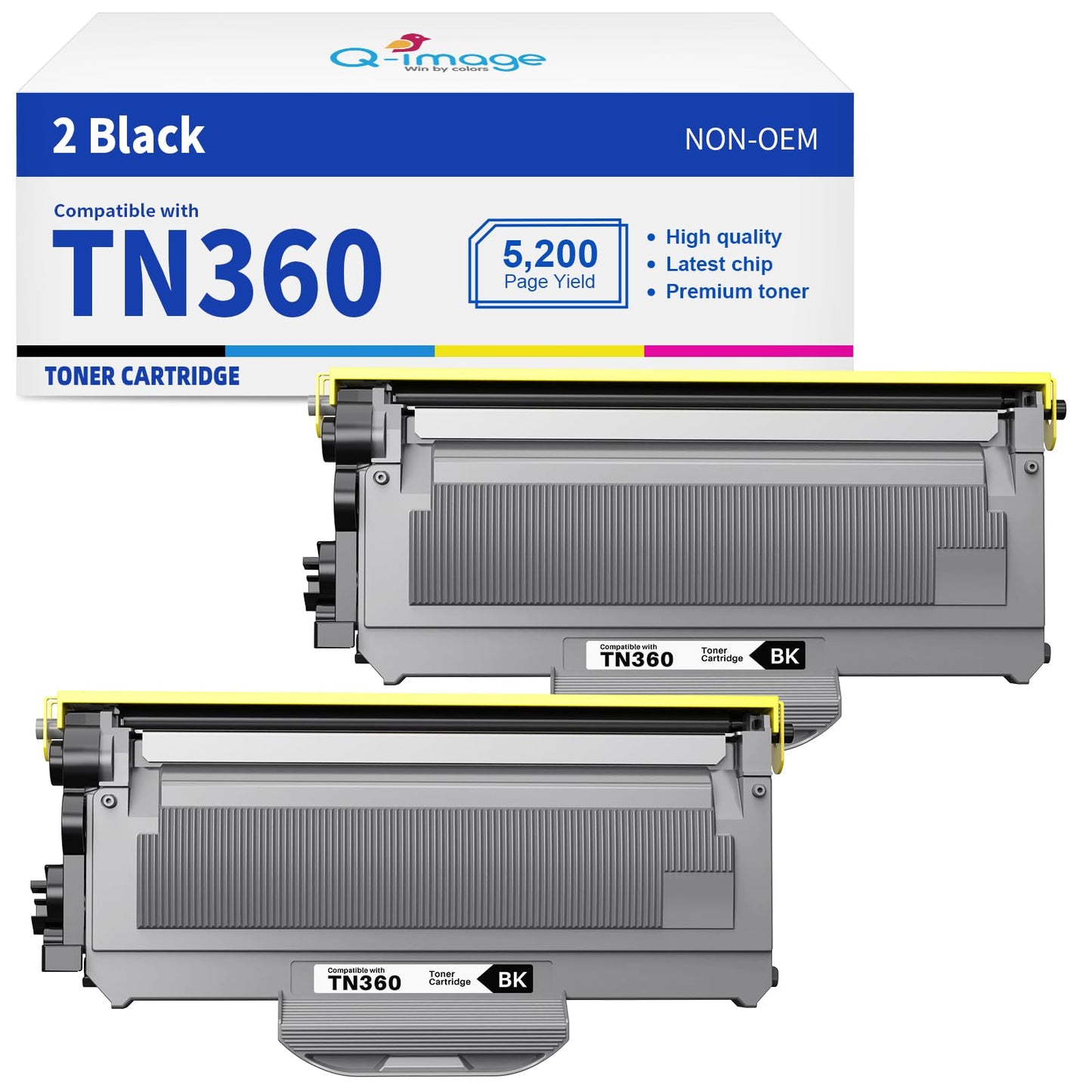 TN360 TN 360 Compatible Toner Cartridges Replacement for TN360 TN-360 TN330 Work with MFC-7340 MFC-7345N MFC-7440N MFC-7840W HL-2140 HL-2170W DCP-7030 DCP-7040 Printer (2 Black