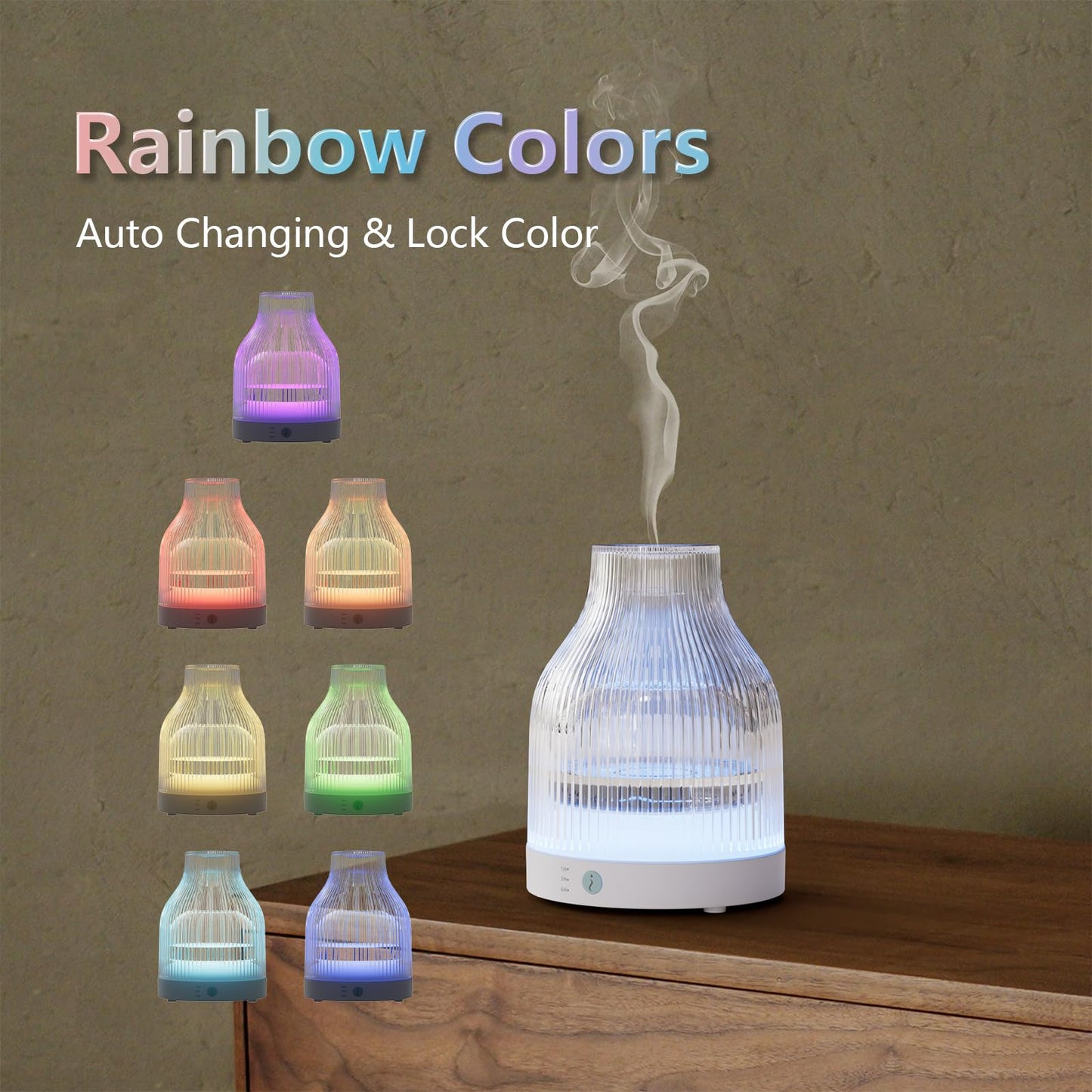 SOICARE 200ml Glass Reservoir Essential Oil Diffuser with Glass Dome Ultrasonic Aromatherapy Diffuser with Four Timer Colorful Light Auto-Off for Gift Home Office Bedroom
